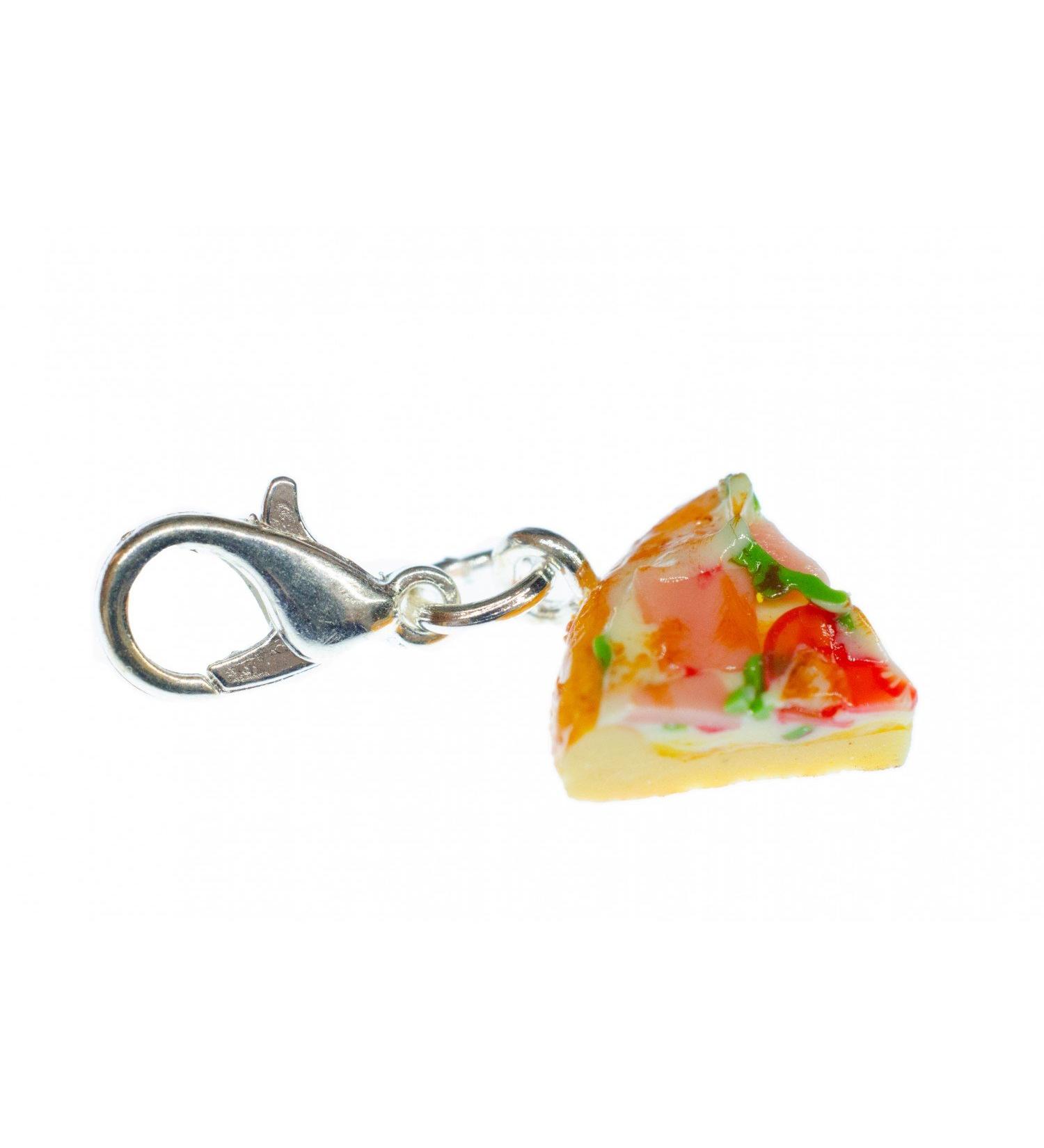 Miniblings Pizza Charm Zipper Pull - Handmade Silver Pendant for Bracelets & Fashion Jewelry - Buy Online on GoSupps.com