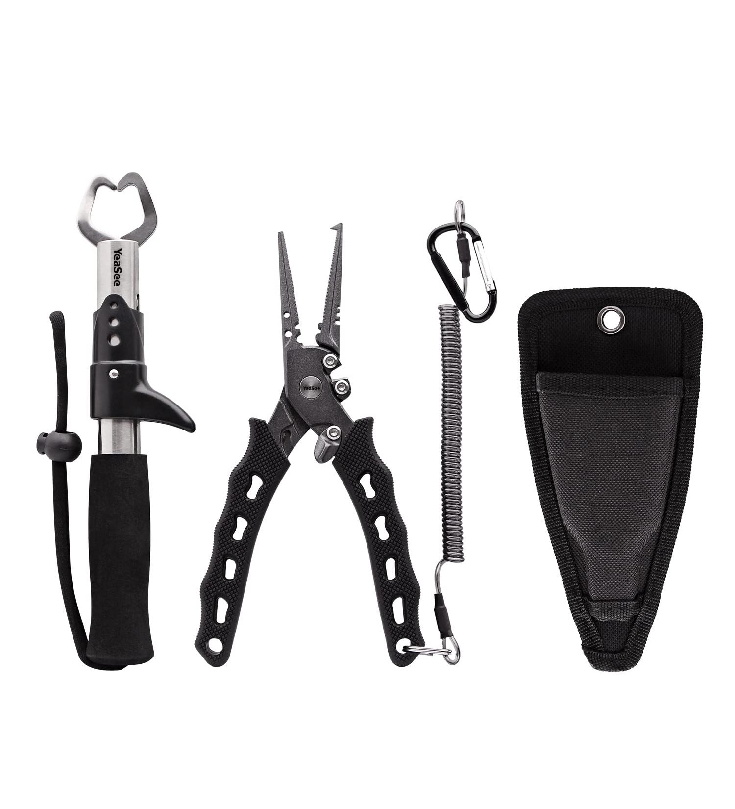 YeaSee Fishing Pliers & Fish Lip Gripper Set | Saltwater Resistant Tools with Rubber Handle, Line Cutter, Hook Remover & Sheath | Ideal Ice Fishing Gear & Gift for Men - Buy Online on GoSupps.com