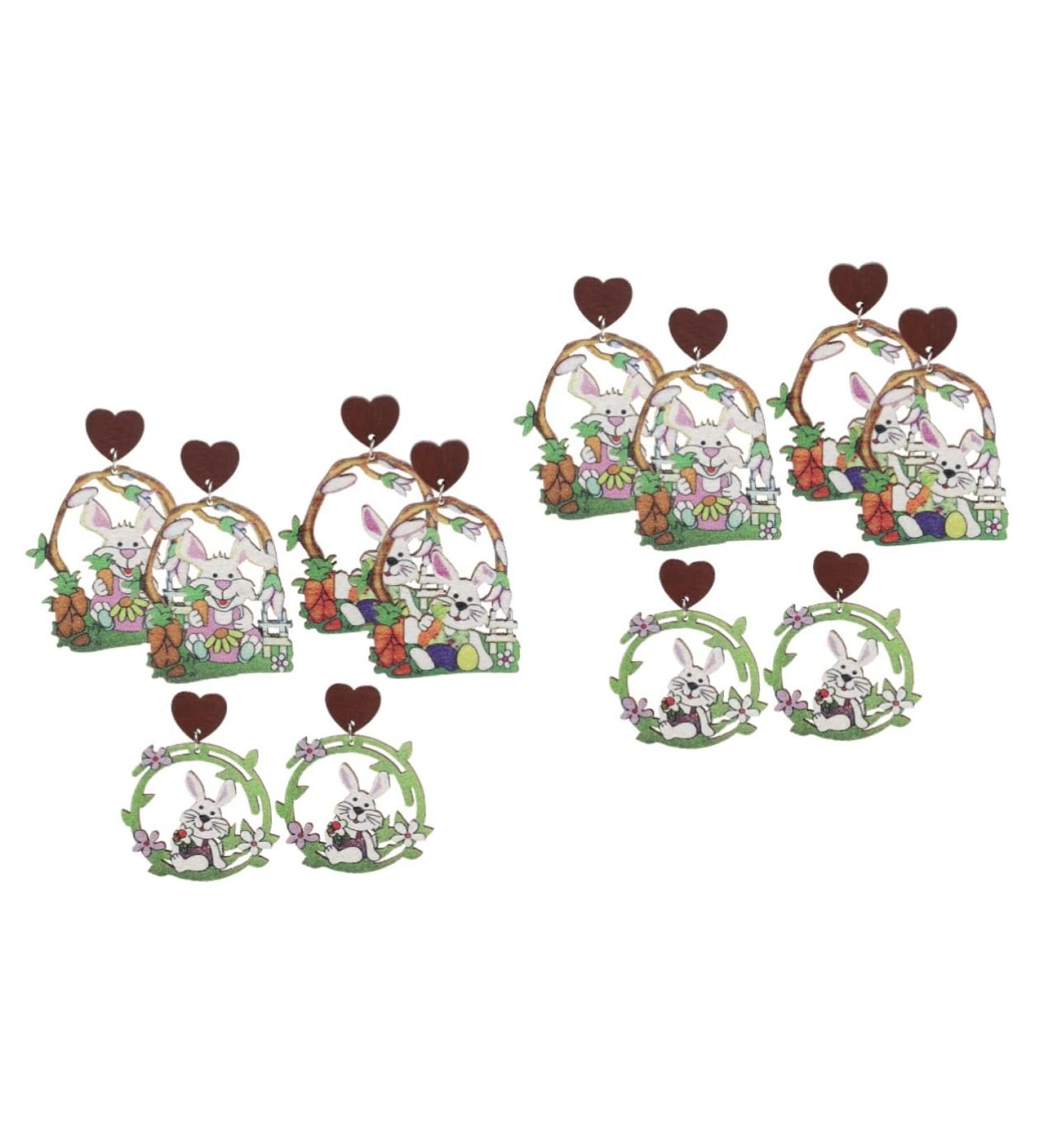TENDYCOCO 6 Pairs Easter Earrings Stud Earrings Womens Earrings Dangling Holiday Earrings for Women Earrings Fun Fashion Earrings for Women Earrings for Women Trendy Pendant Wooden Miss 5.50X4.30X1.50CMx2pcs As Shownx2pcs - Buy Online on GoSupps.com