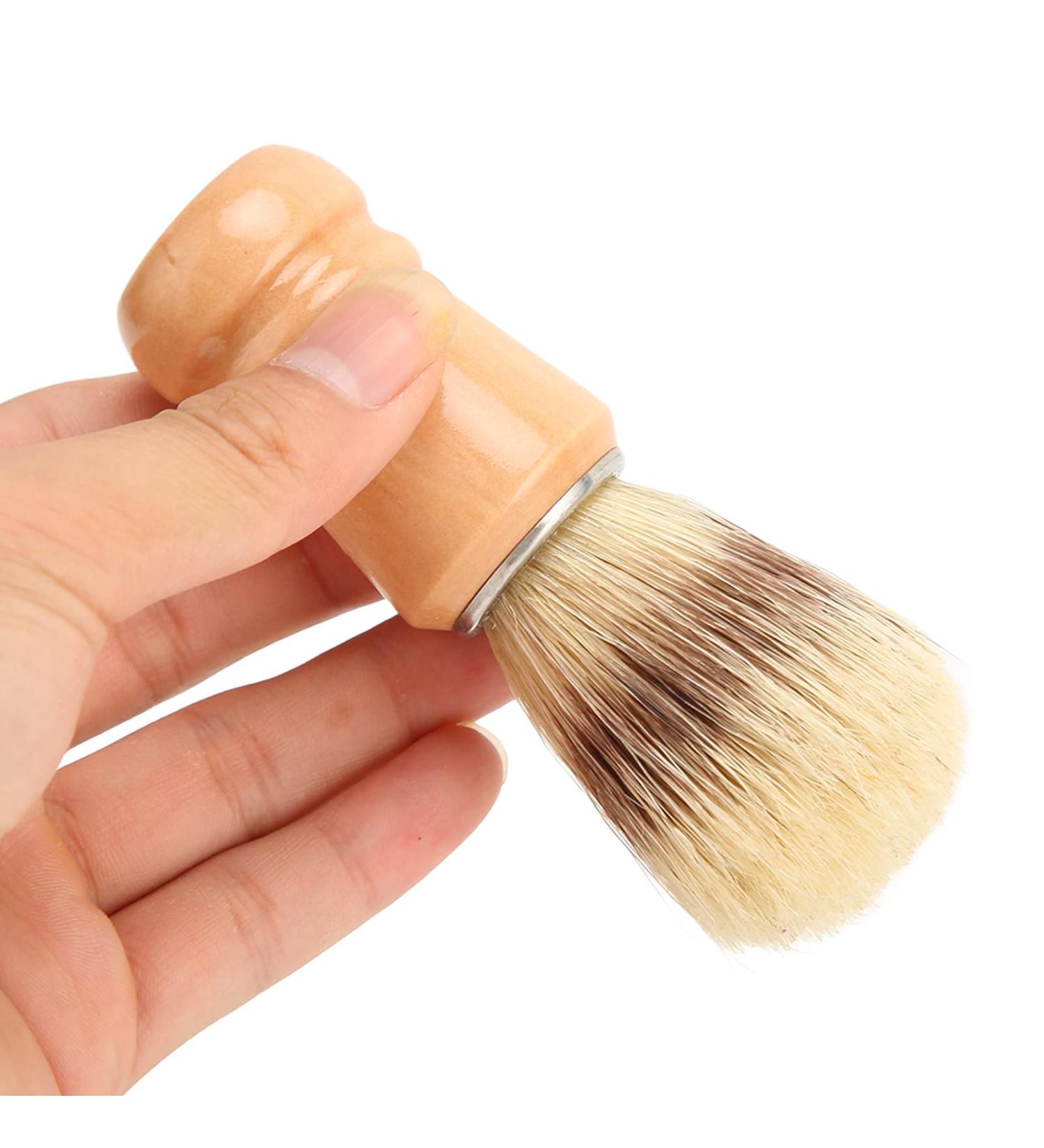 Beard Shaving Brush - Quick-Drying Easy-Clean Wooden Handle Tool for Facial Care | Lightweight Skin-Friendly Soft Hair Brush for Residue Removal - Buy Online on GoSupps.com