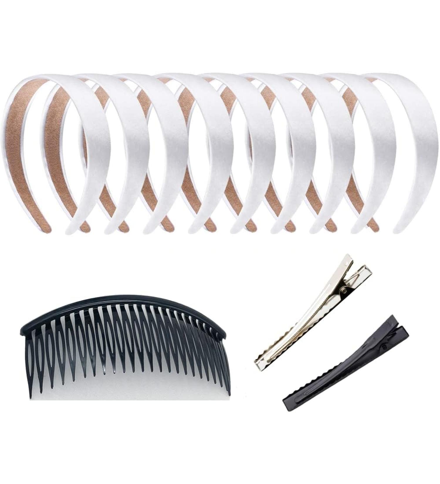 Satin Headband Women Headbands Wide Headbands Hard Headbands 9 Pieces 1.2Inch Wide Non-slip Ribbon Hair Band No Teeth for Women Girls white - Buy Online on GoSupps.com