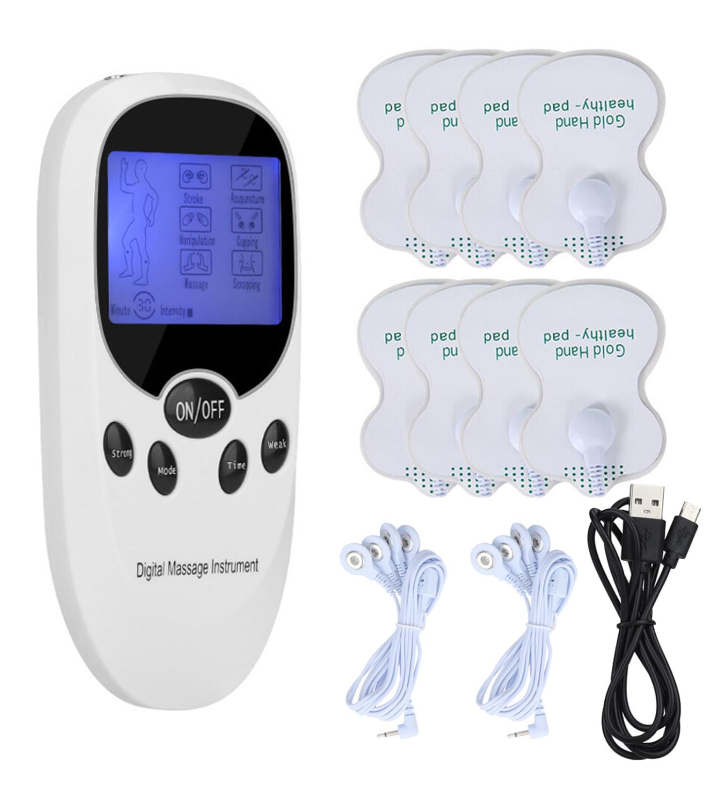 EMS TENS Device - Pain Therapy & Muscle Stimulation with Dual Outputs 8 Electrode Pads for Effective Pain Relief & Muscle Building - Buy Online on GoSupps.com