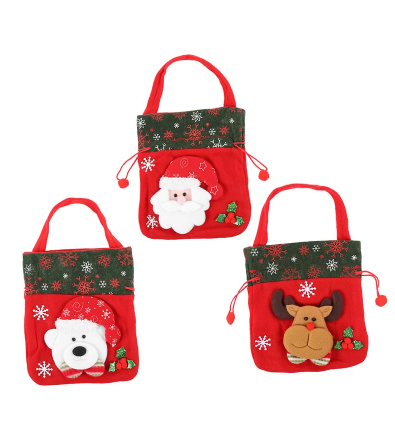 LALAFINA 3pcs Christmas Candy Bag Candy Bags Holiday Treats Bags Christmas Sacks Pouches Brushed Cloth Doll - Buy Online on GoSupps.com