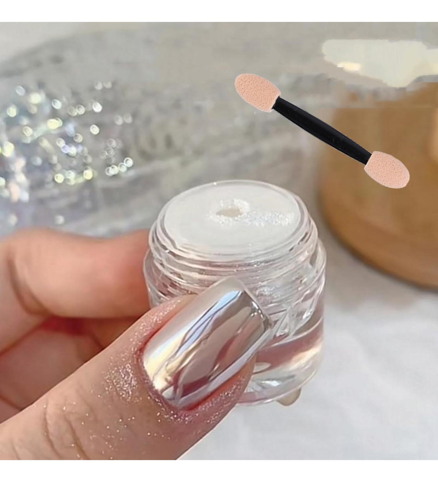 Mirror Effect Chrome Nail Powder - White Pearl Iridescent Aurora Glitter - Holographic Nail Art Decoration (3g) - DIY Nail Jewelry - Buy Online on GoSupps.com