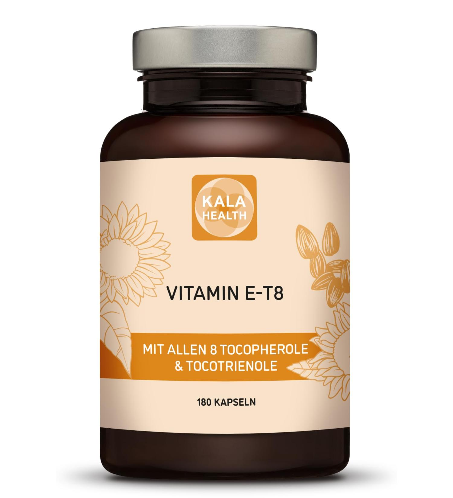 Kala Health Vitamin E - All 8 Tocopherols & Tocotrienols - 180 Antioxidants for Hair Skin & Anti-Aging - GMO & PAK-Free - EU Made - Buy Online on GoSupps.com