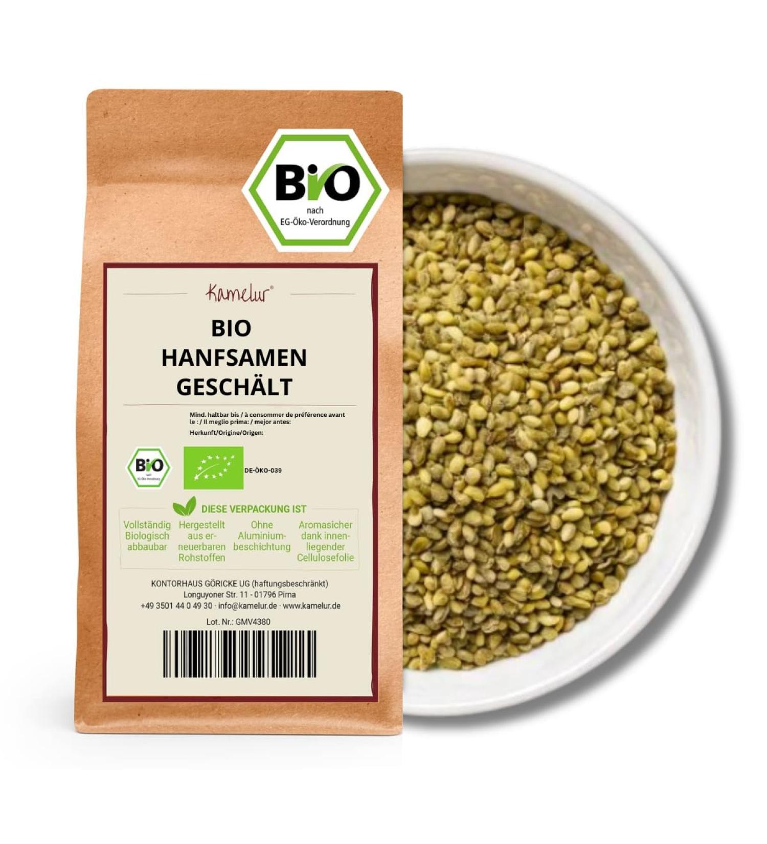 1kg organic hemp seeds peeled and unroasted - hemp seeds are ideal as a topping in cereals and in salads - Buy Online on GoSupps.com
