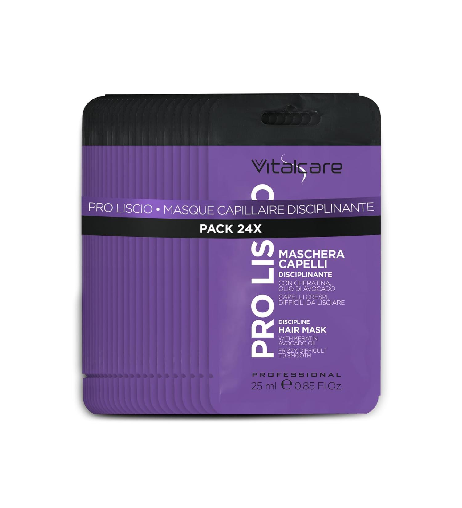 Vitalcare | PRO Smooth - Disciplining Hair Mask for Frizzy Rebellious and Difficult Hair with Keratin and Avocado Oil 4 x 25 ml Sachets - Buy Online on GoSupps.com
