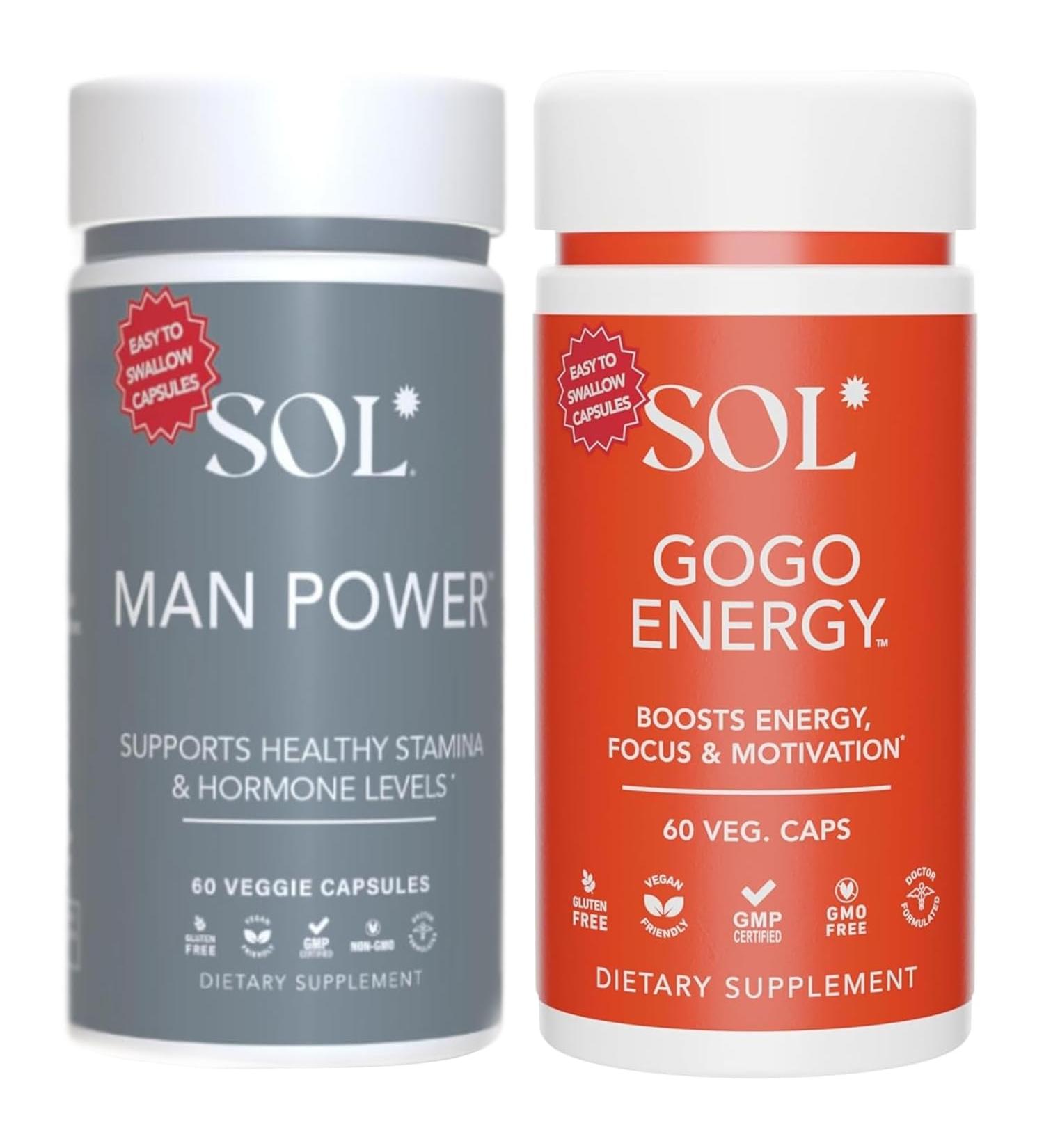 Sol Nutrition Man Power & Gogo Enery Supplement Bundle - Buy Online on GoSupps.com