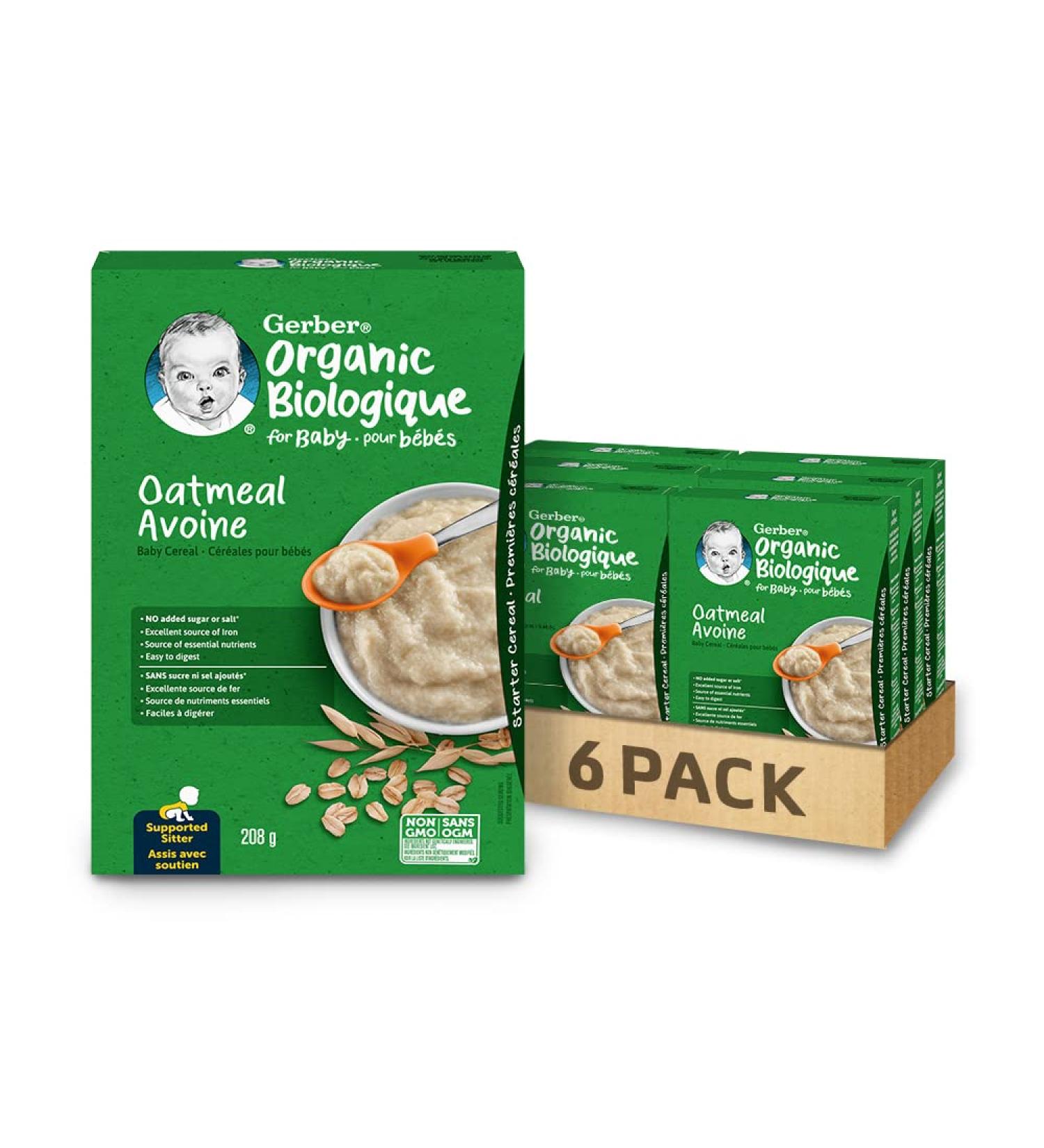 Gerber Baby Organic Cereal Oat 6x208g - Buy Online on GoSupps.com