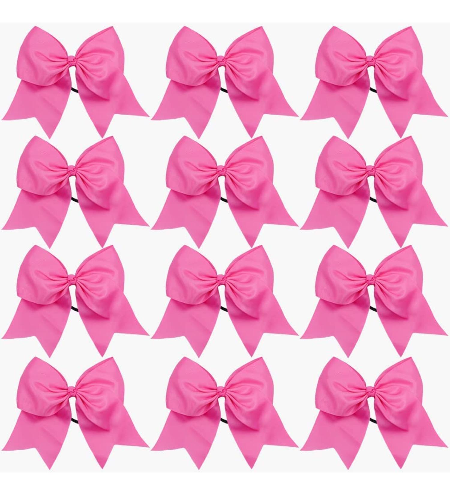 DEEKA 12PCS 8 Large Cheer Hair Bows Ponytail Holder for Teen Girls - Pink Sports Elastic Bands (Pack of 12) - Buy Online on GoSupps.com