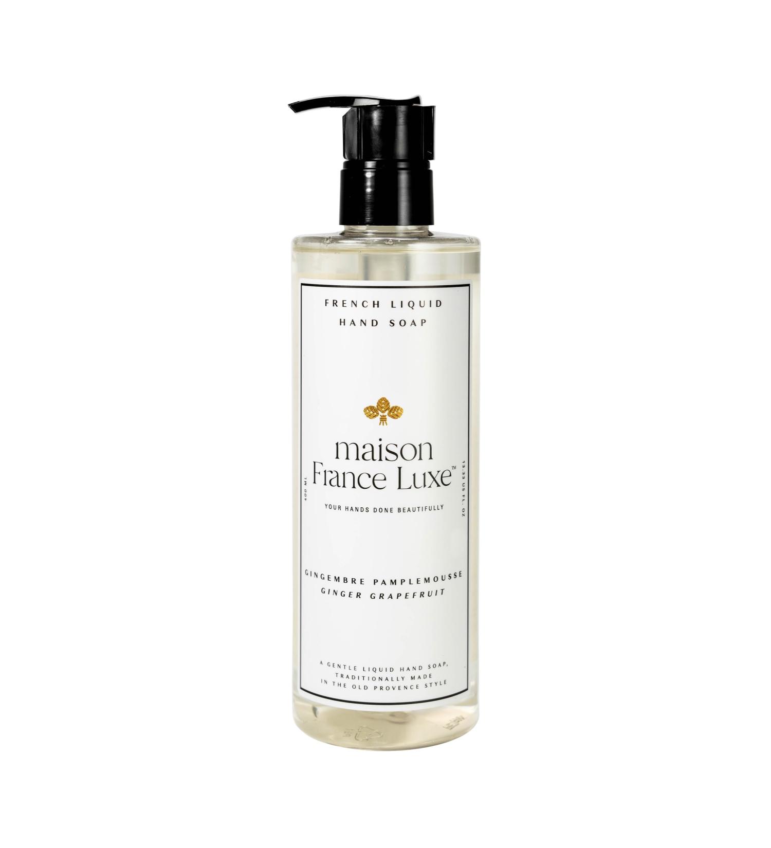 French Liquid Hand Soap 400ml Ginger Grapefruit - Soft Hand Wash that Hydrates and Cleanses - Biodegradable Liquid Soap Plant-Based Paraben-Free& Non Toxic Hand Soap Ginger Grapefruit 13.3 Fl Oz (Pack of 1)