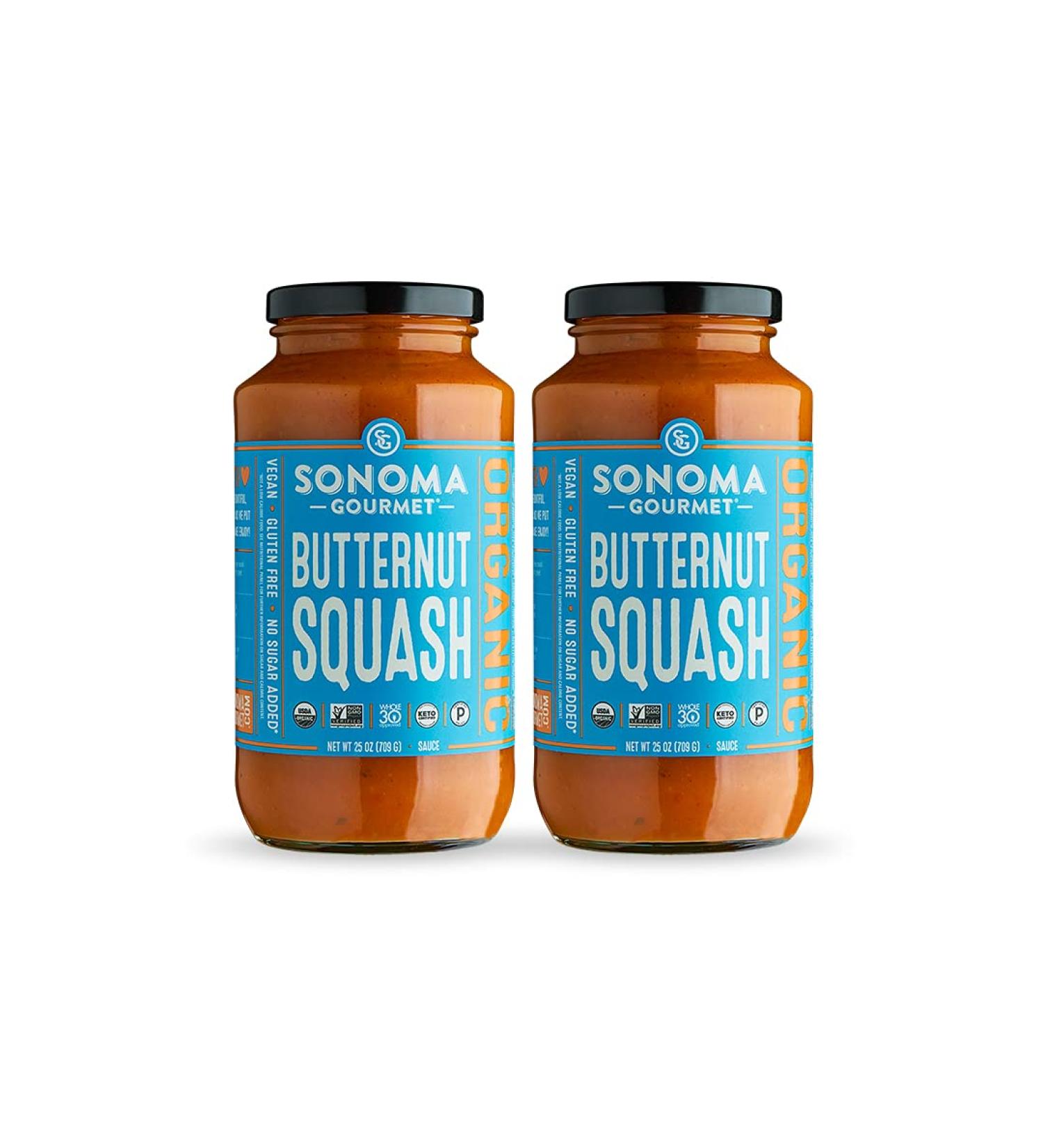 Sonoma Gourmet Organic Butternut Squash Pasta Sauce - Vegan, Non-GMO, Gluten-Free | USDA Organic, No Sugar Added | 25oz Jars (Pack of 2) - 1.56lb - Buy Online on GoSupps.com
