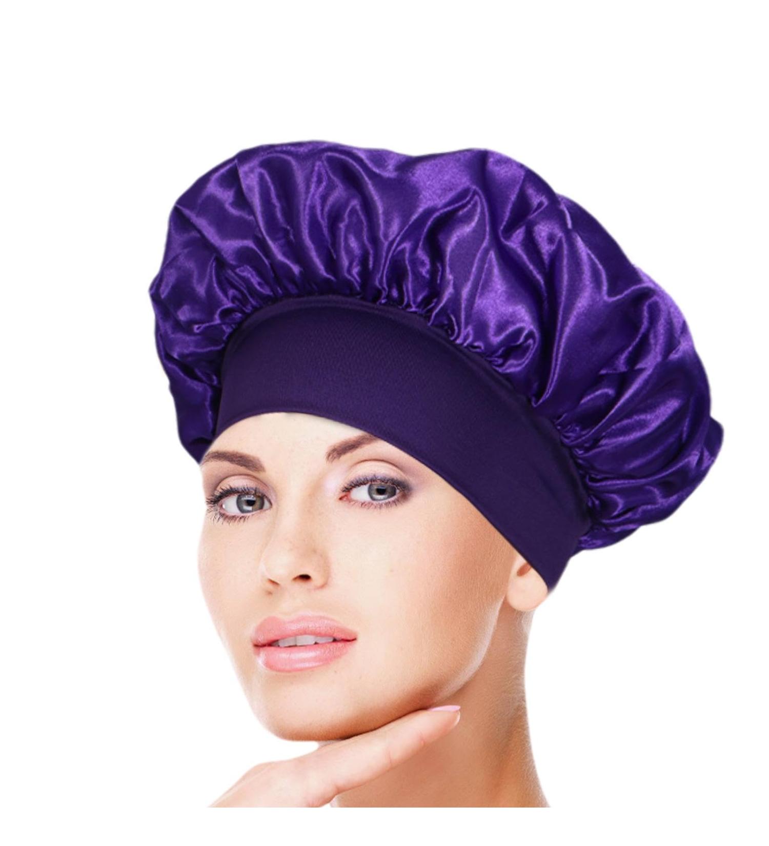Satin Hair Towel Wrap | Luxurious Anti Frizz Satin Towel - Satin Hair Towel for Women Anti Frizz Satin Towel Protective Hair Turban Wrap for Most Hair Types Purple - Buy Online on GoSupps.com