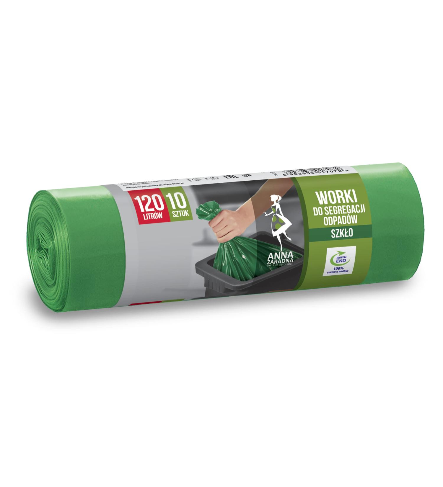 Anna Zaradna ST-AZ-017072 garbage bags for packaging and sorting glass waste Treisfest 120l |10 pieces |Garbage sack garbage bag waste bags for the household waste office made of thick LDPE regranulate film FAR 10 pieces (1-pack) glass