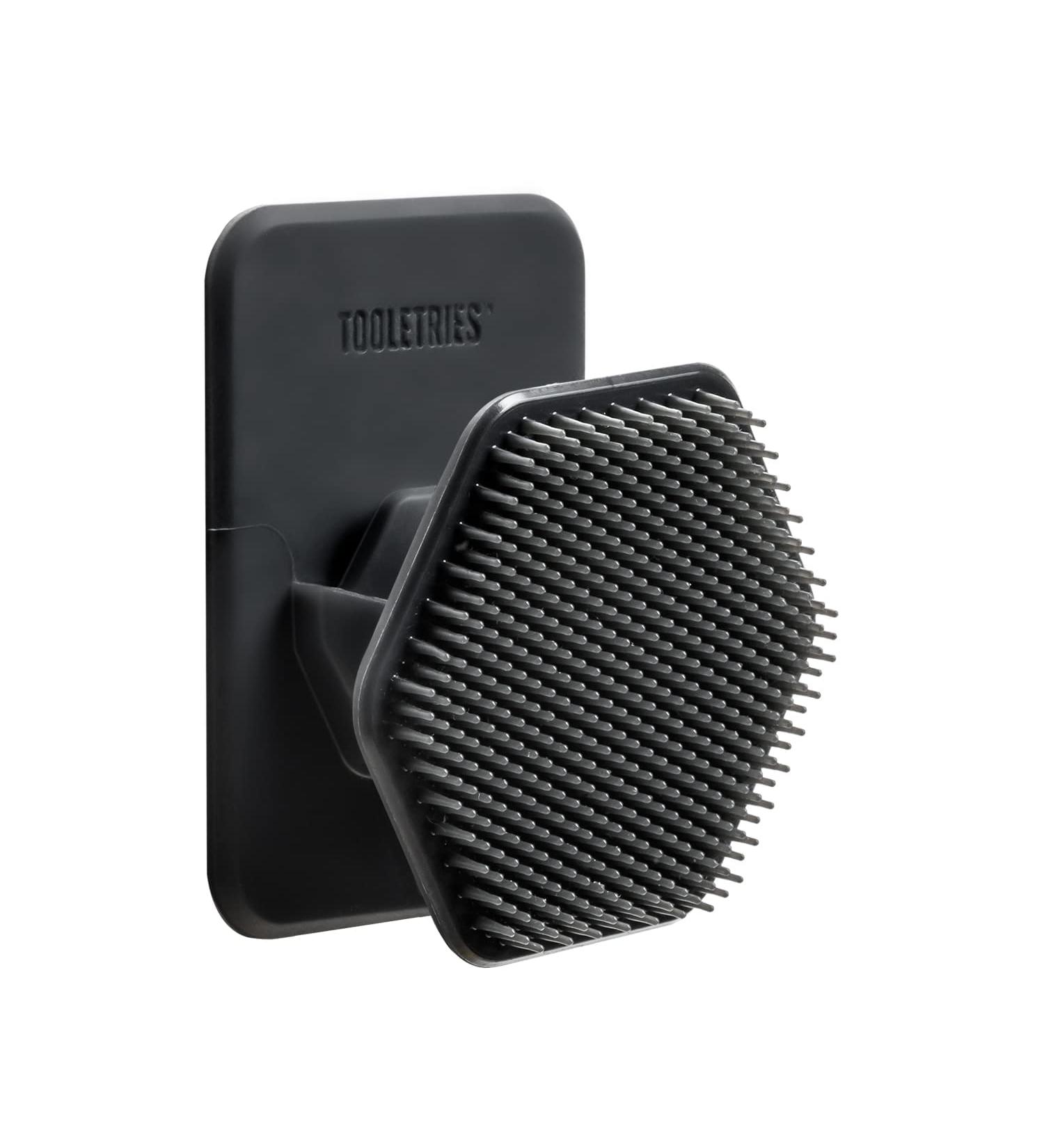 Tooletries Silicone Face Scrubber & Holder - Gentle Exfoliating Facial Cleansing Brush - Shower Storage Grip, Charcoal - Buy Online on GoSupps.com
