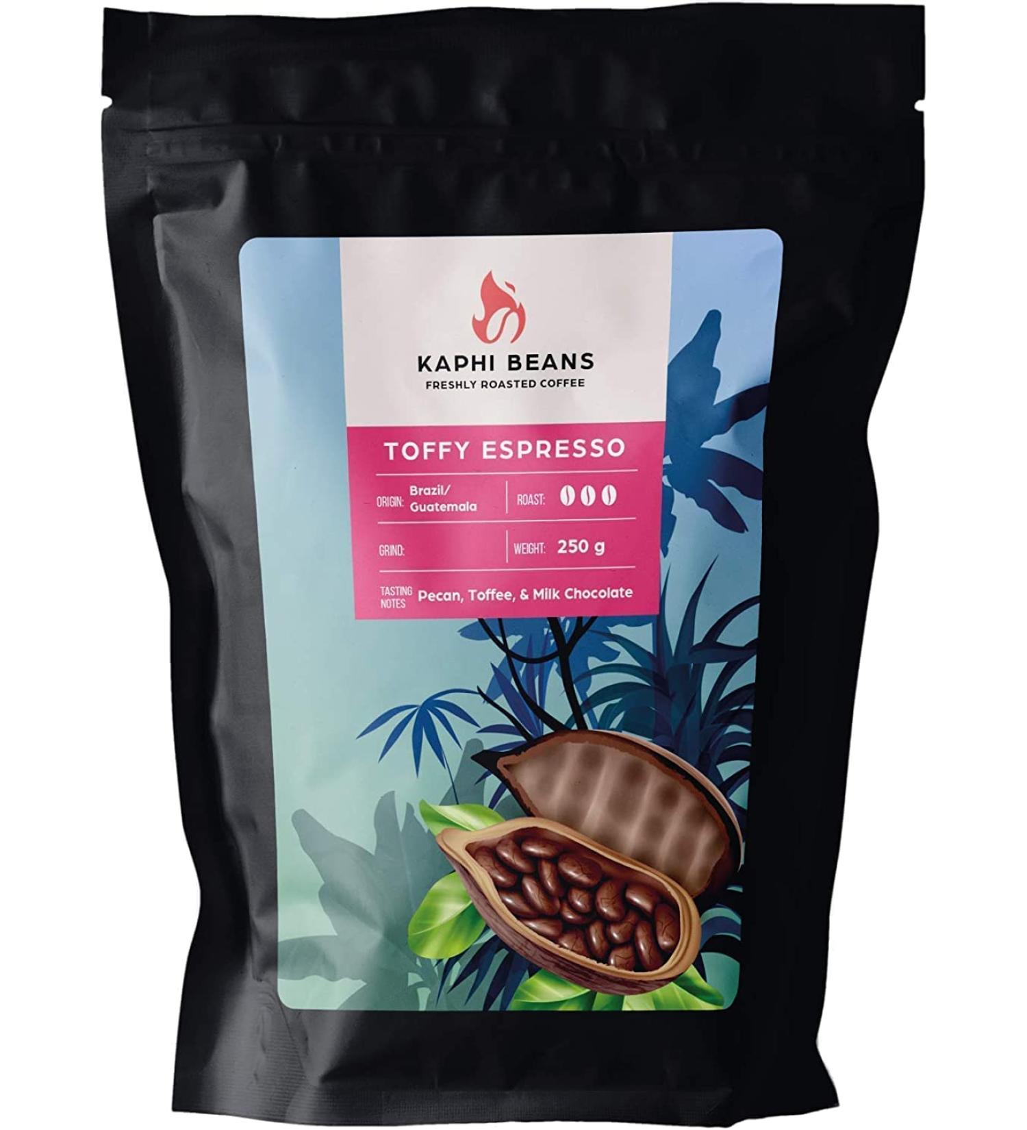 Kaphi Beans Dark Roast Toffy Espresso Blend Coffee- Freshly Roasted (Cafetiere 500g)