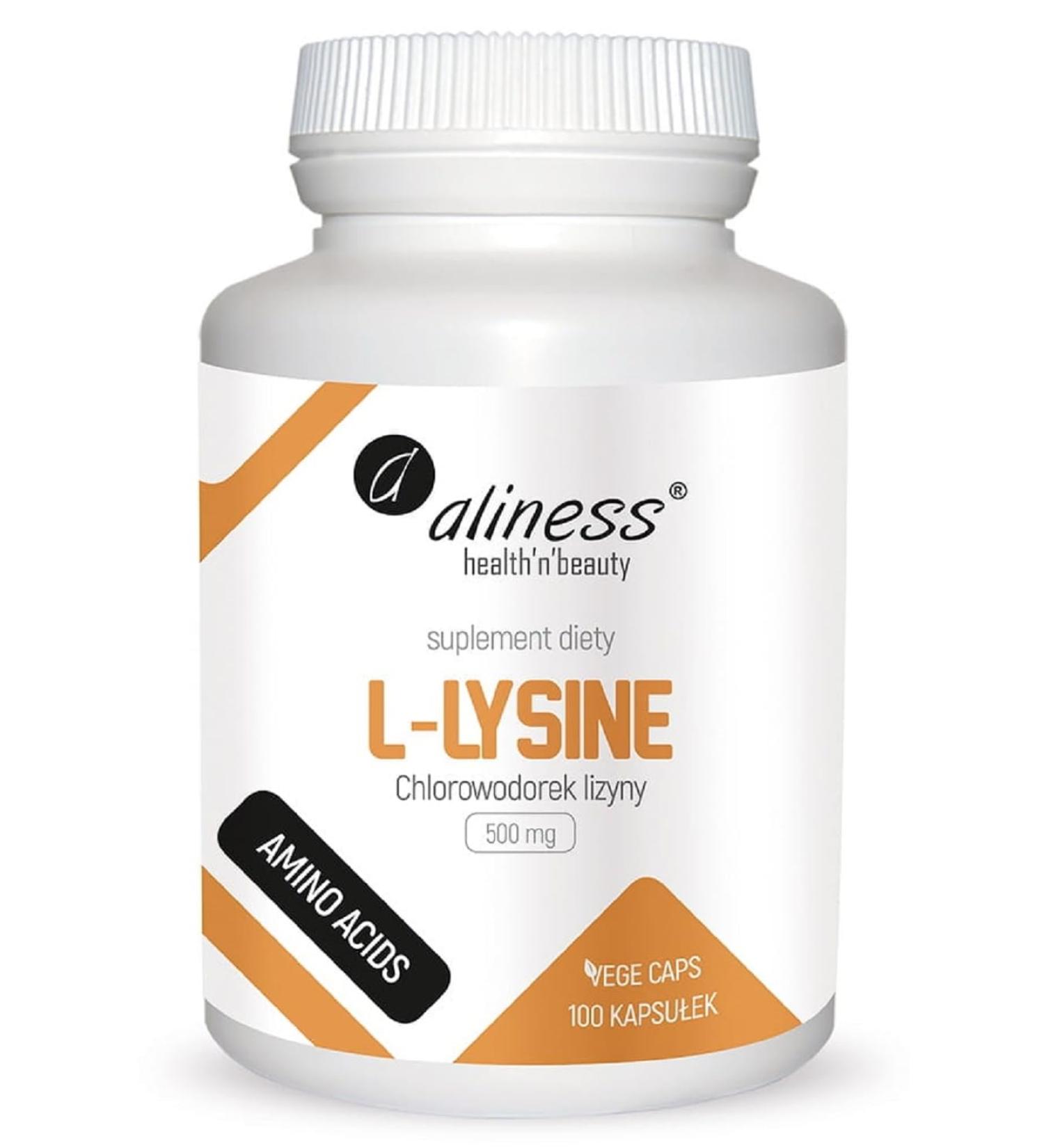 Aliness L-Lysine 500mg | Premium Lysine Hydrochloride Dietary Supplement | 100 Capsules | Amino Acids for Optimal Health - Buy Online on GoSupps.com