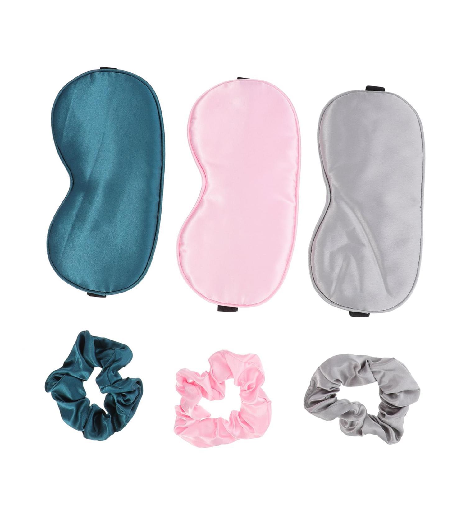NOLITOY Travel Eye Mask & Hair Ring Kit - Silk Eyemasks Blackout Eyepatch & Hair Ties for Adults - Ultimate Comfort for Airplane & Sleep - Buy Online on GoSupps.com