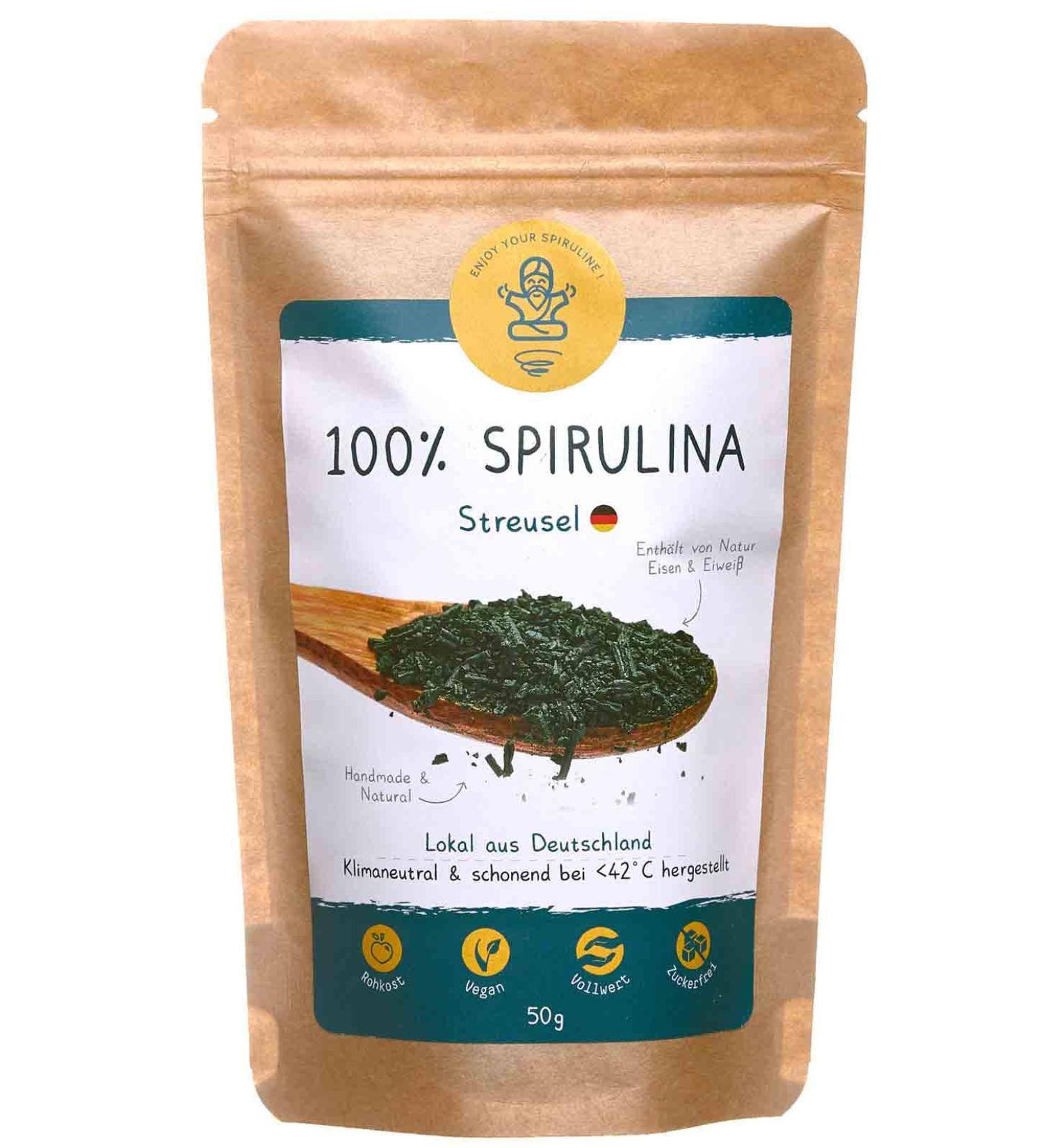 100% Organic German Spirulina Strussel | Nutrient-Rich Raw Food Gluten-Free & Vegan | Pure Natural Product (50g) - Buy Online on GoSupps.com