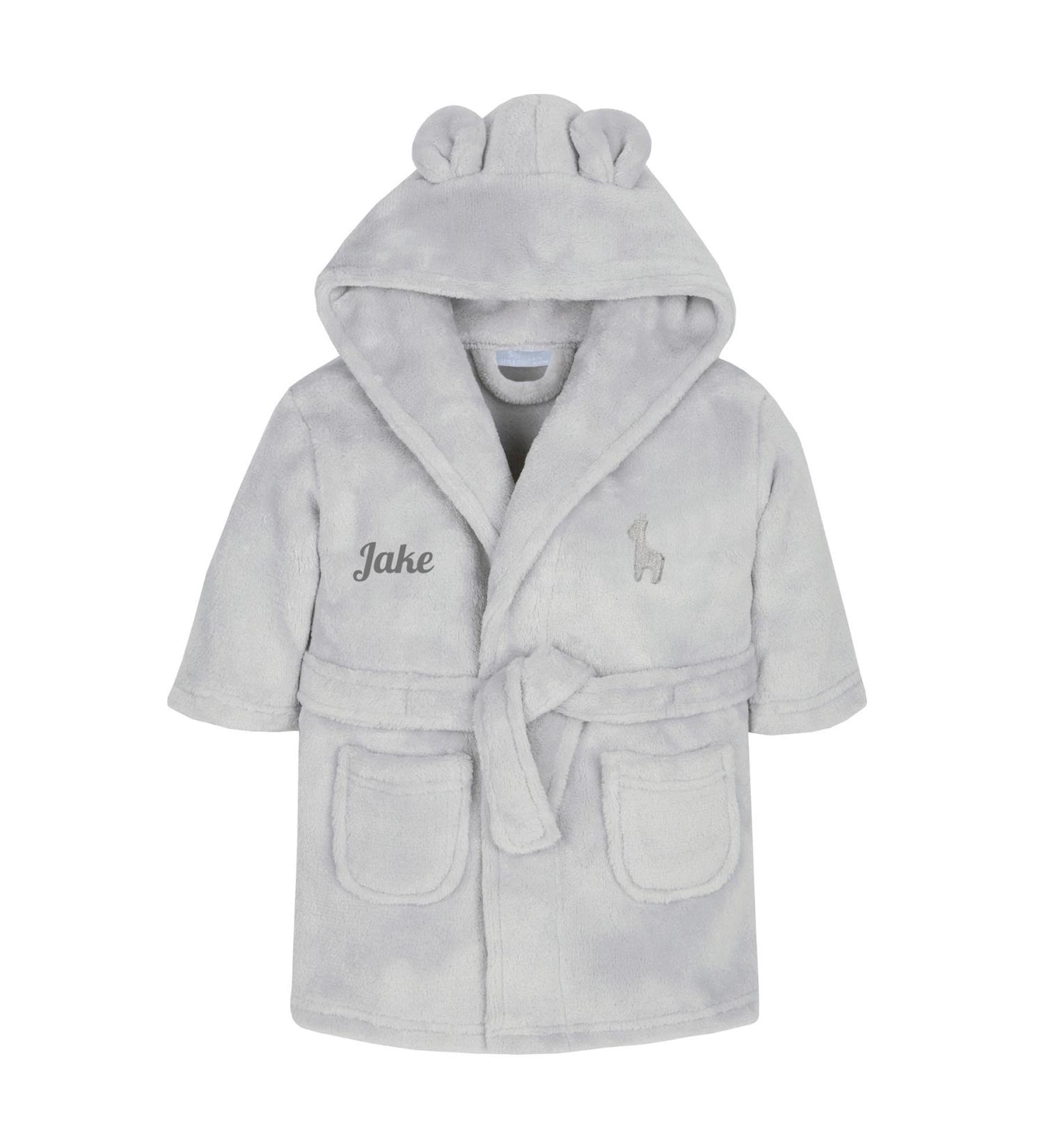 Personalized Baby Kids Matching Dressing Gown Set | Plush Fleece Robe | Embroidered Gift | 6-12 Months | Grey - Buy Online on GoSupps.com