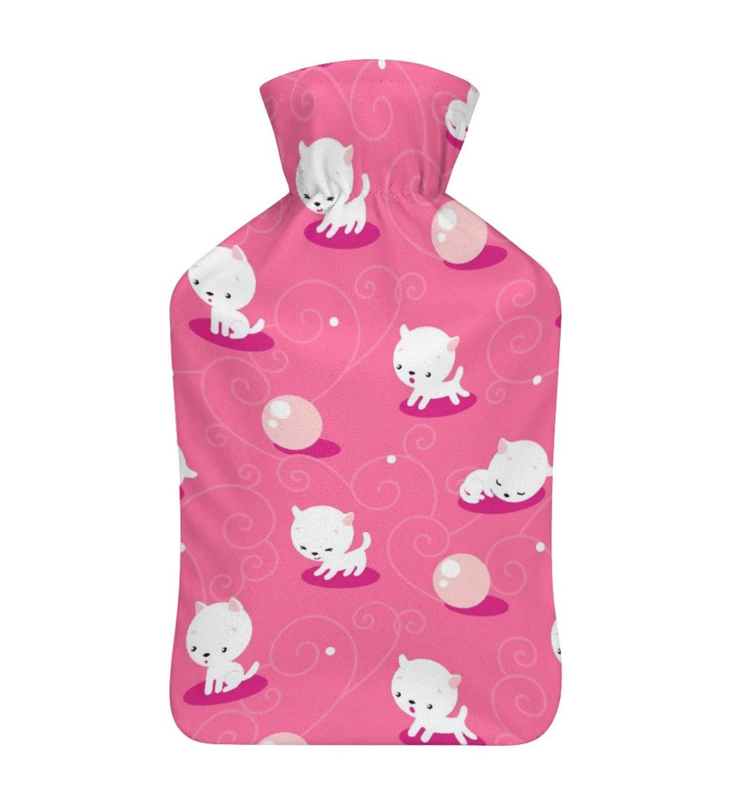 Hot Water Bottle with Lid - Cat Design Rubber Hot Water Bag for Pain Relief Cramps Foot Warmer & Therapy - International Shipping - Buy Online on GoSupps.com