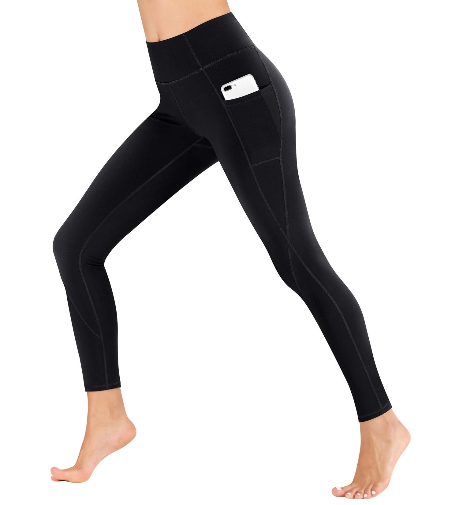 Heathyoga High Waist Yoga Pants with Pockets for Women - Black  Medium - Buy Online on GoSupps.com