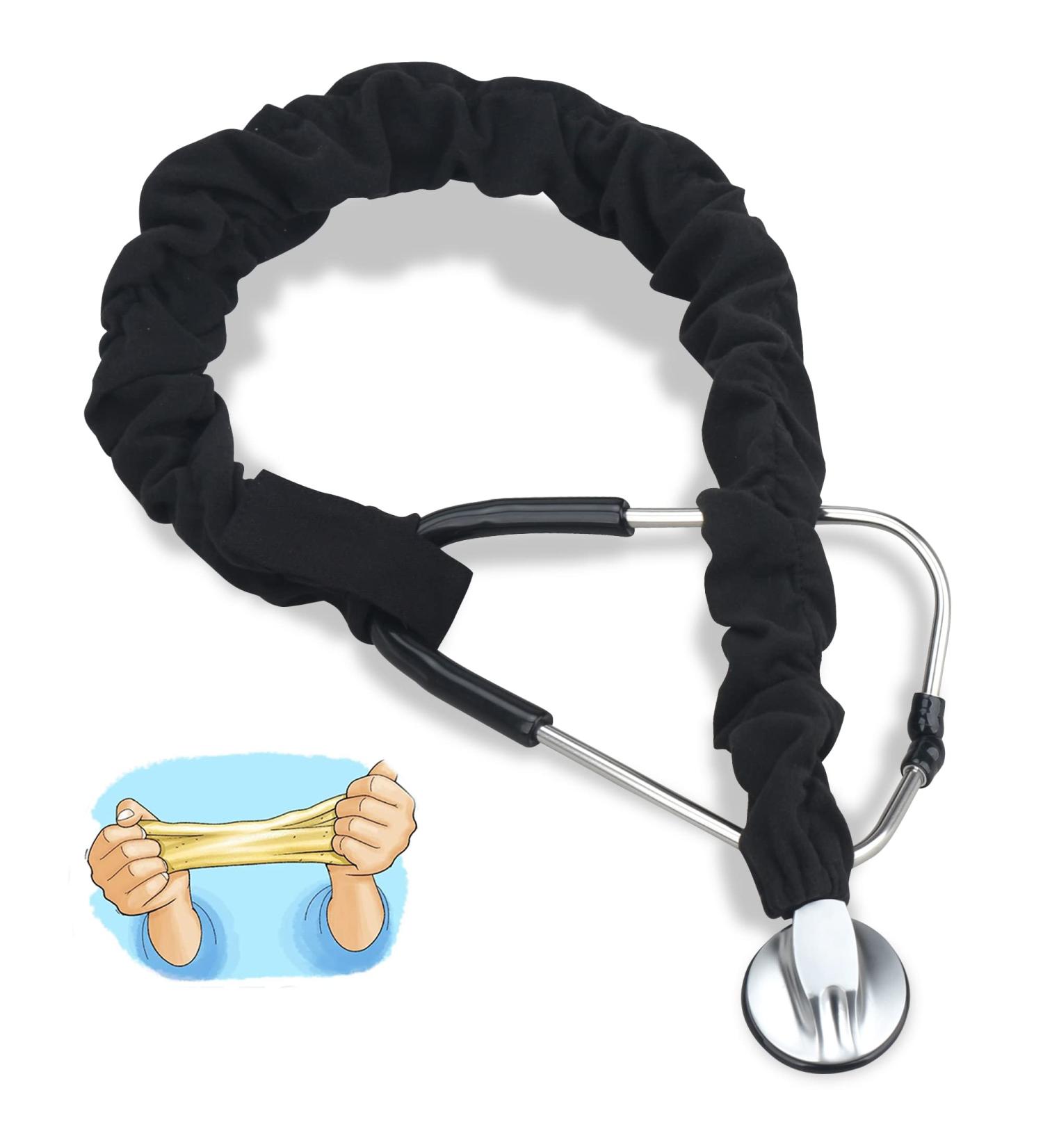 Stretchy Stethoscope Cover Scrunchie - Universal Fit | Slim Sleeve for Stethoscopes - Black - Buy Online on GoSupps.com