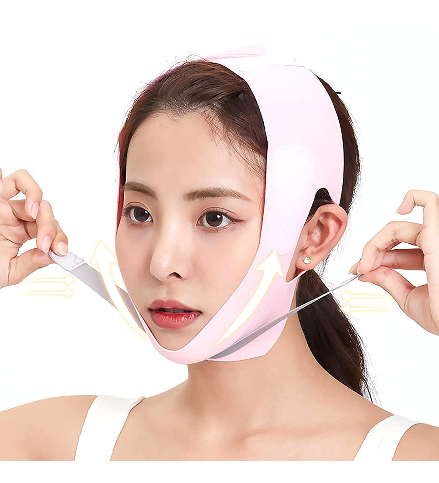 ChGrow Double Chin Reducer Strap - Face Slimming V Line Lifting Pink Chin Strap | Reusable Chin Strap for Double Chin Reduction - 26x3.3x0.04 Inch - Buy Online on GoSupps.com