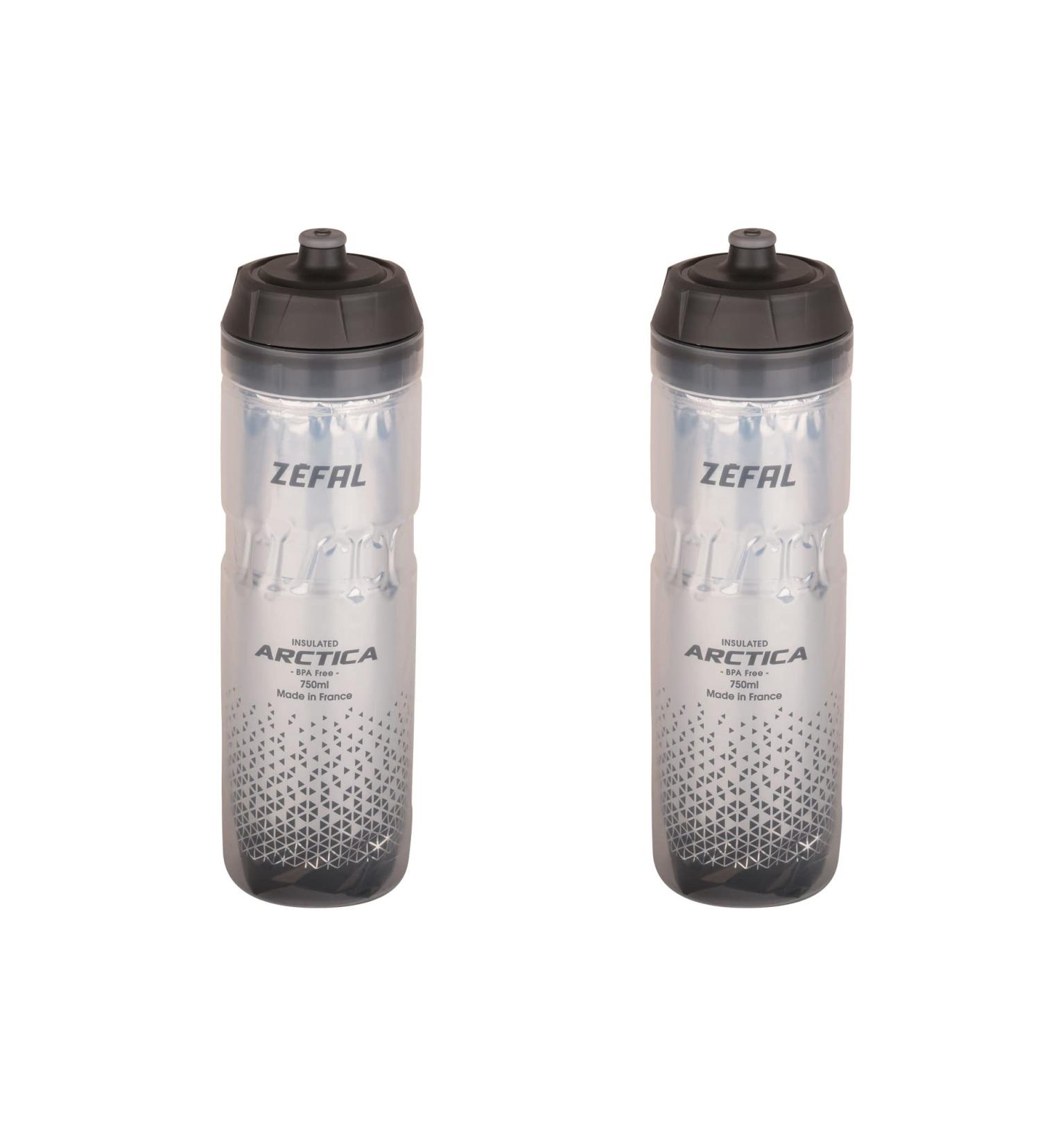 Zefal Pack Arctica 75 | Isothermal 750ml Bike Drinking Bottles | BPA-Free Waterproof & Odorless | Double Pack in Silver/Black - Buy Online on GoSupps.com