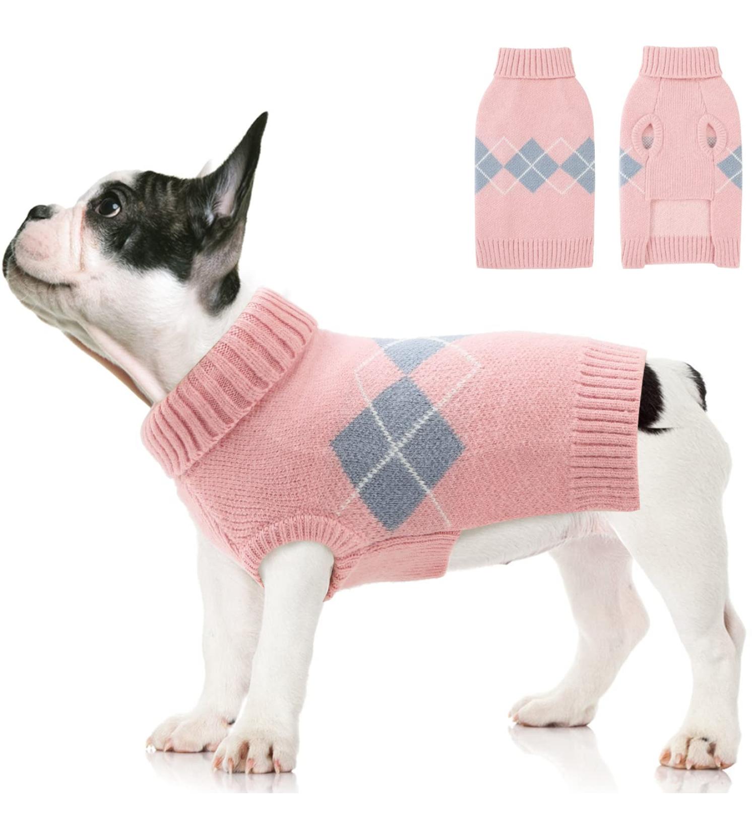 Warm Pink Dog Sweater Vest | Soft Knitted Wool Winter Coat for Cats & Dogs | Cozy Pet Jacket & Sweater Clothes - Buy Online on GoSupps.com
