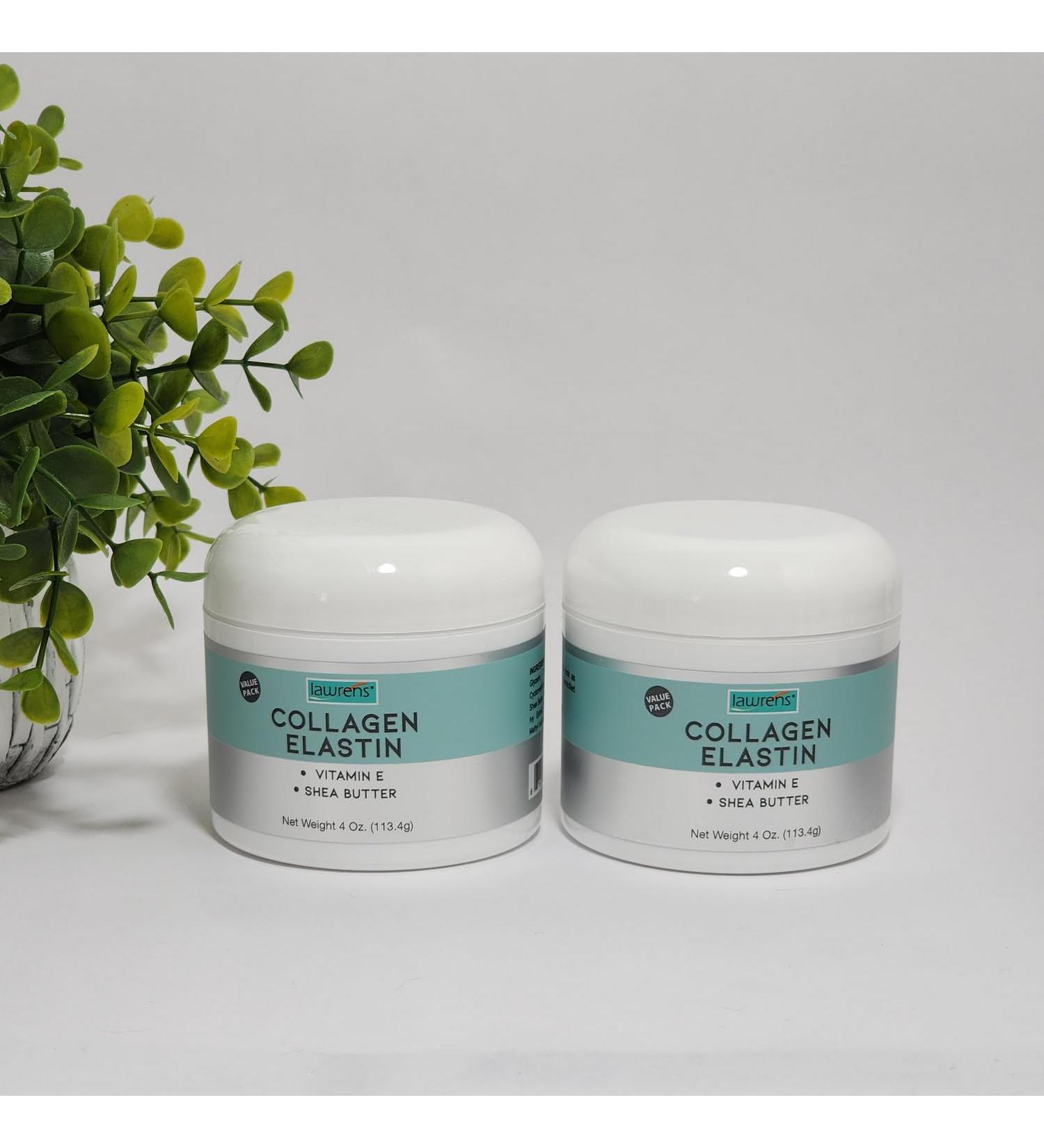 Collagen Elastin Cream with Antioxidant Vitamin E & Shea Butter by Lawrens Cosmetics - Hydration - Firmness - Elasticity - Value Pack (2)