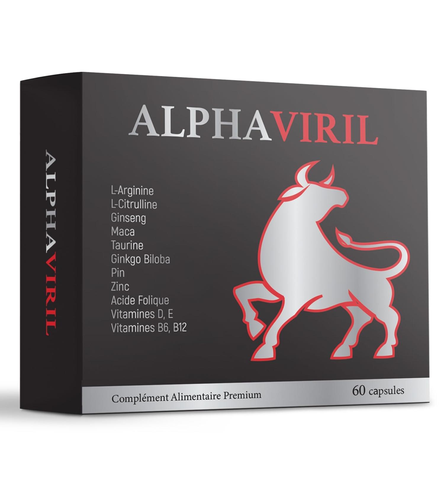 ALPHAVIRIL - Testosterone Homme - Performance Masculine - Circulation Sanguine - Vigueur - Avec L-Arginine L-Citrulline Ginseng Maca L-Taurine Ginkgo Biloba Pin Zinc Vitamines B D et E - Buy Online on GoSupps.com