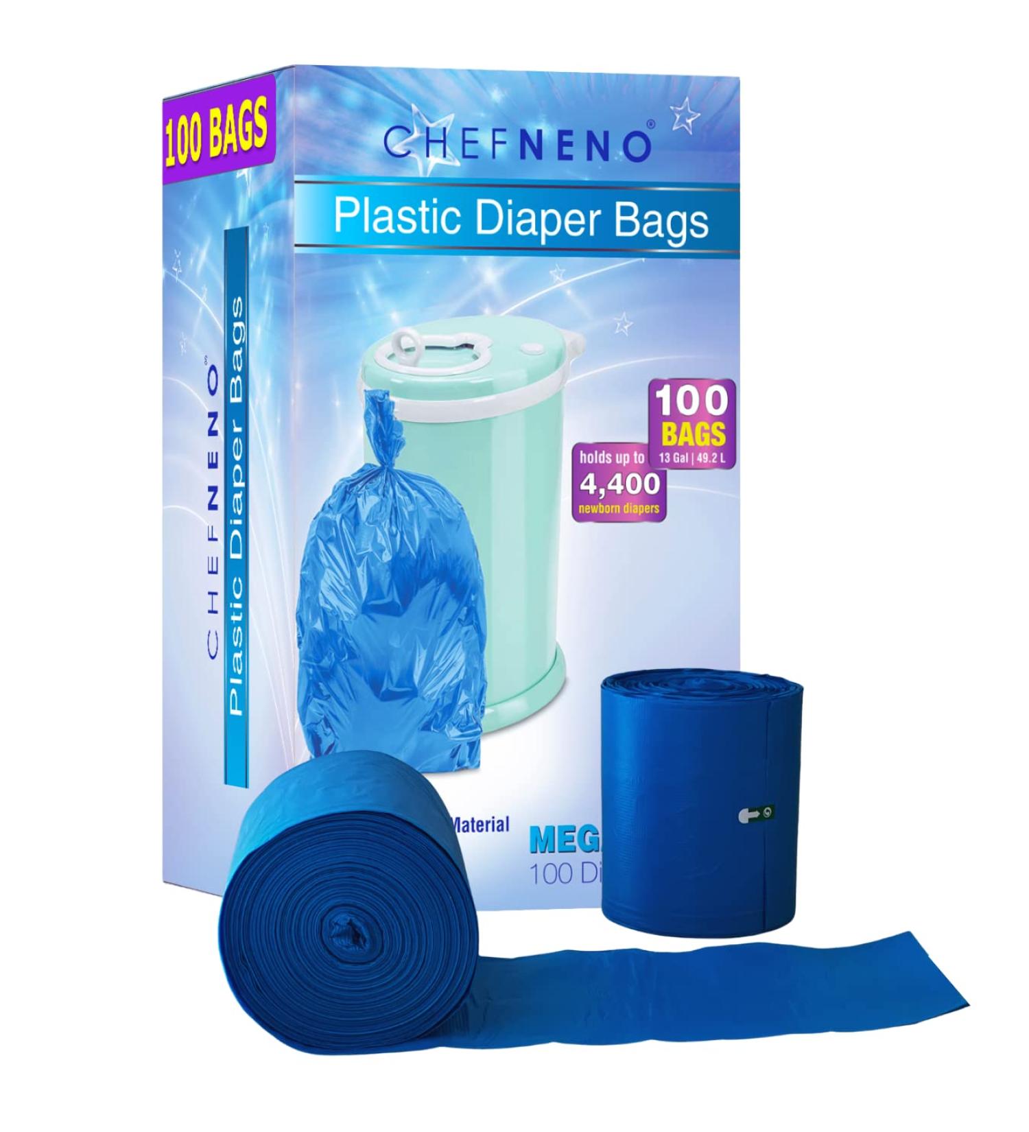 Disposable Diaper Pail Refill Plastic Bag (100 count) Compatible with Ubbi Diaper Bag Pail 13 Gal Capacity Diaper Pail Bag Fits 8 Gallon Medium Kitchen Trash Bag Heavy Duty Large Garbage Bag  100 Bags Blue - Large - Buy Online on GoSupps.com
