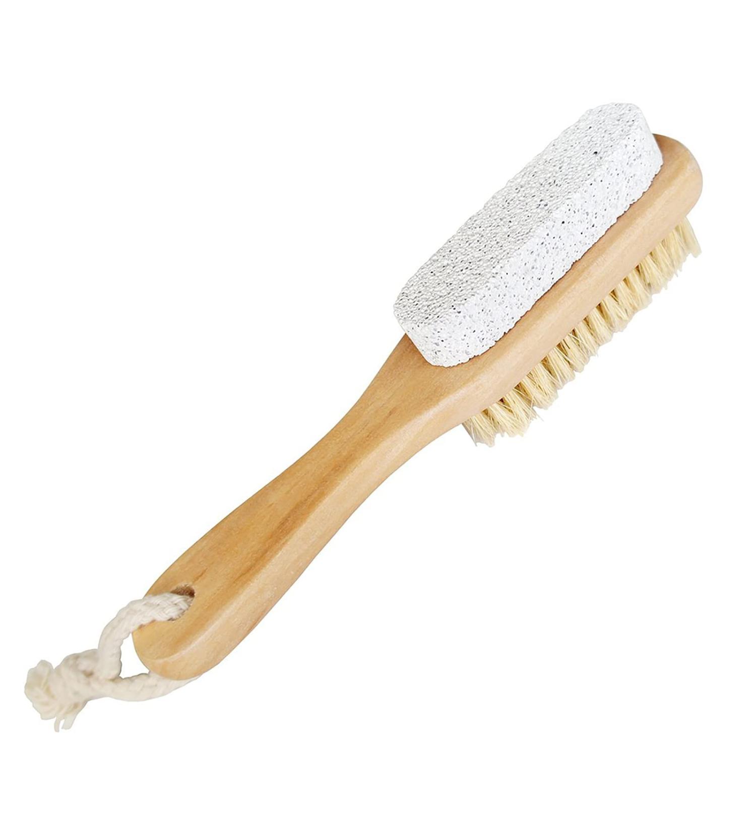 Aisilk Foot Bristle Brush & Pumice Stone Combo - Exfoliator for Pedicures, Calluses Remover - Wooden Handle with Rope - Body & Feet Scrubber for Massage, SPA, Sauna - 1 Count - Buy Online on GoSupps.com