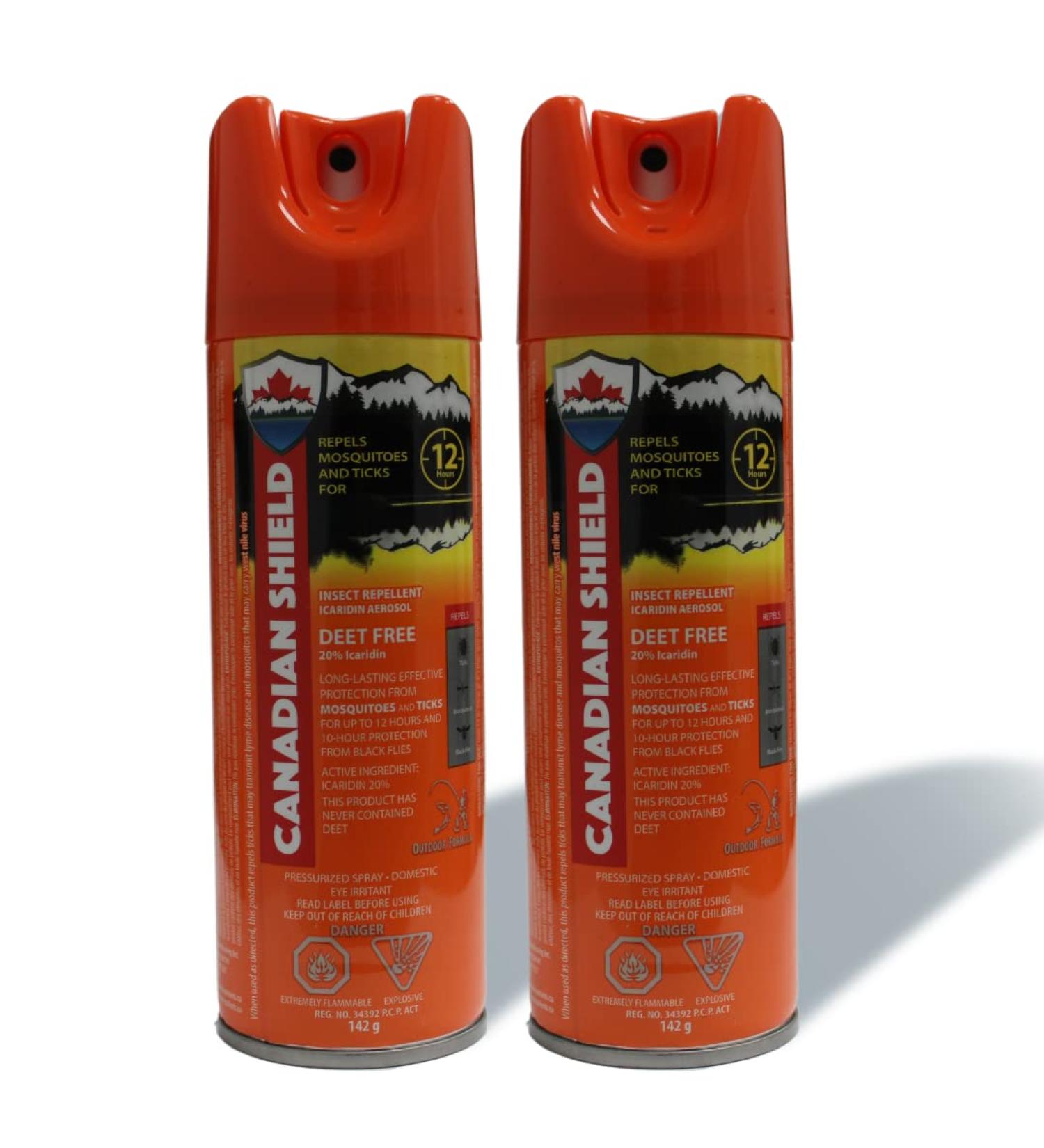 Canadian Shield Mosquito & Insect Repellent | DEET FREE! | 20% Icaridin | Formulated for Hunting Fishing Camping Family Fun and anything Outdoors | 12 Hours of Protection (142G) Aerosol (2 PACK) - Buy Online on GoSupps.com