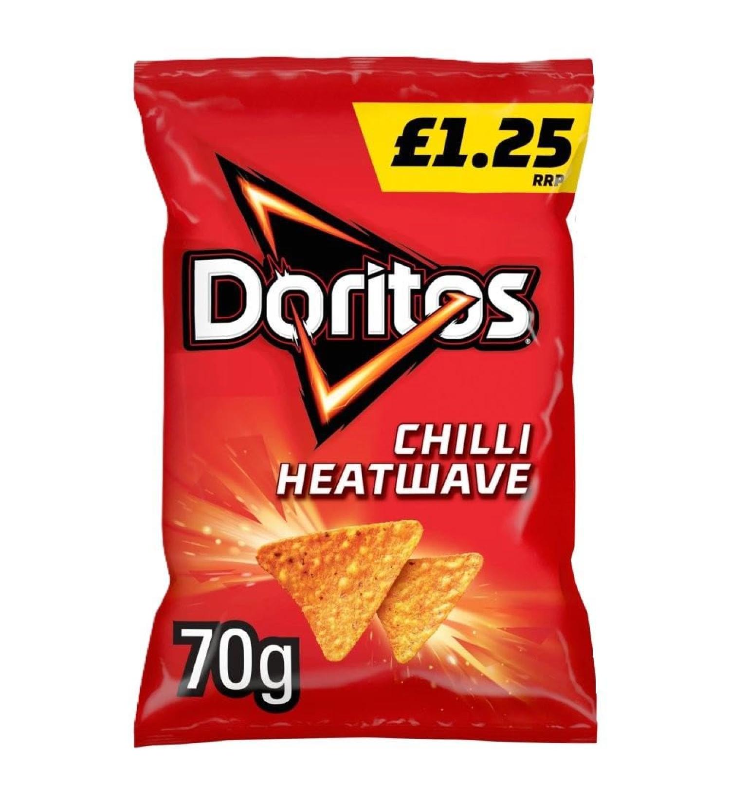 Doritos Tortilla Crisps Snack 18 x 70g PMP Bags (18 x 70g Chilli Heatwave) Chilli Heatwave 1 count (Pack of 1)