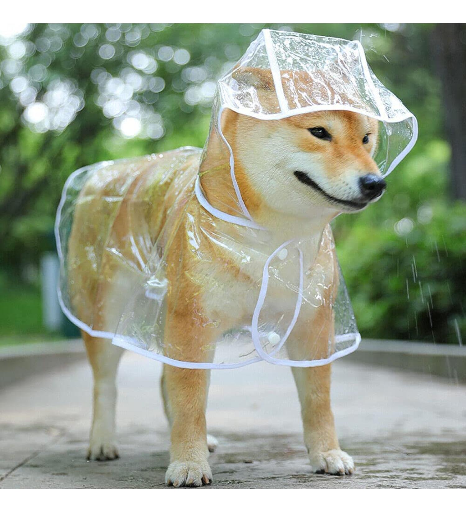 Dog Waterproof Rain Coat Pet Puppy Dog PVC Winter Rain Coat Clear Transparent With Hood In Small Medium Large X-Large (X-Large)