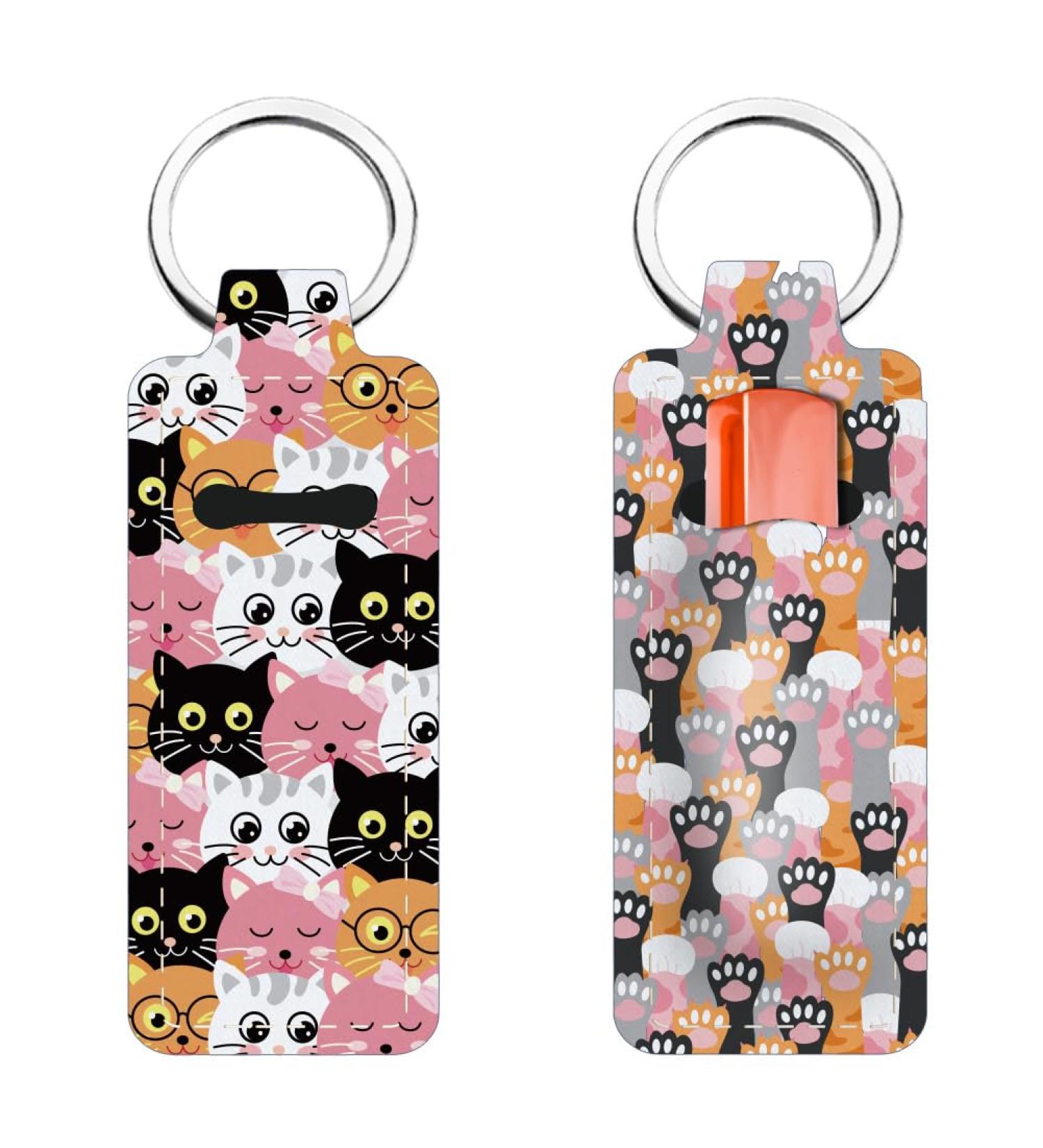 FREEBLOSS Cat Chapstick Holder Keychain - 2Pcs Cartoon Lip Balm Sleeve Pouch for Women - Lightweight Gift - Buy Online on GoSupps.com