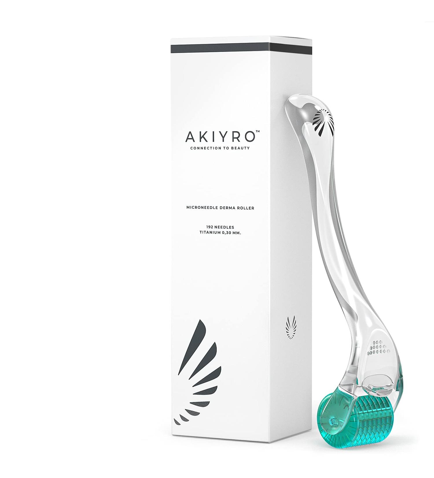 AKIYRO 0.30mm Titanium Microderm Roller - 192 Micro Needle Dermal Roller with Case for At-Home Microdermabrasion - Personal Use Microneedling Roller - Buy Online on GoSupps.com