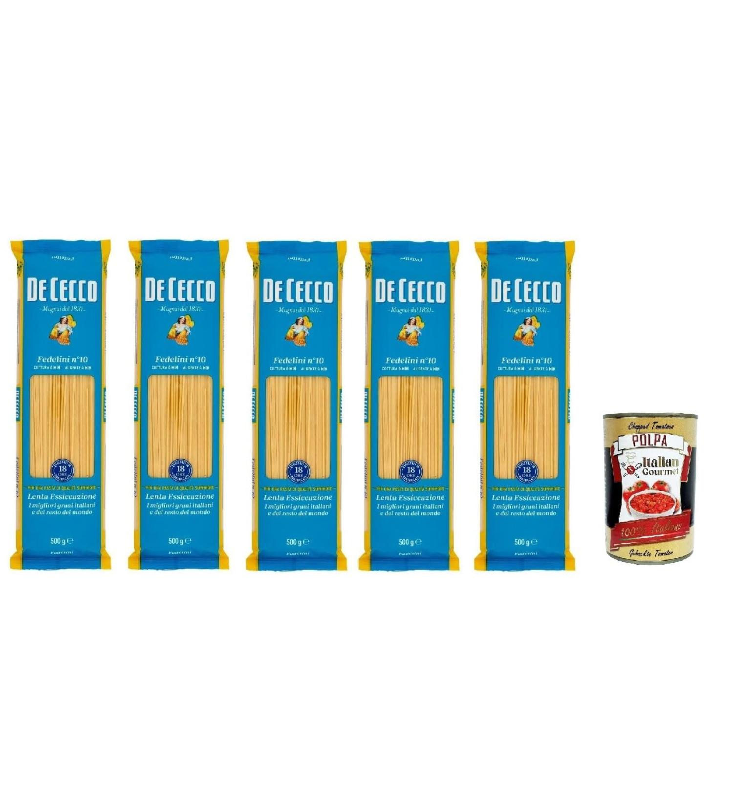  Italian Gourmet E.R. De Cecco Pasta 100% Italian Fedelini n 10 Noodles 500 g + Italian Gourmet Pulp 400 g - Buy Online on GoSupps.com