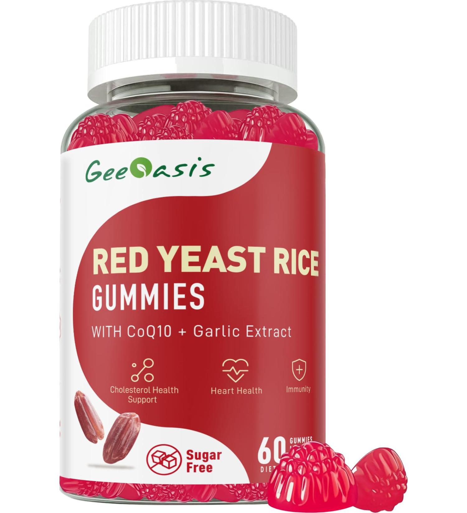 Red Yeast Rice with CoQ10 Gummies Sugar Free Red Yeast Rice Supplement with Odorless Garlic Extract Vitamin E Vitamin D3 & K2 Cholesterol Support & Heart Health Natural Mixed Berry Flavor 60 Ct - Buy Online on GoSupps.com