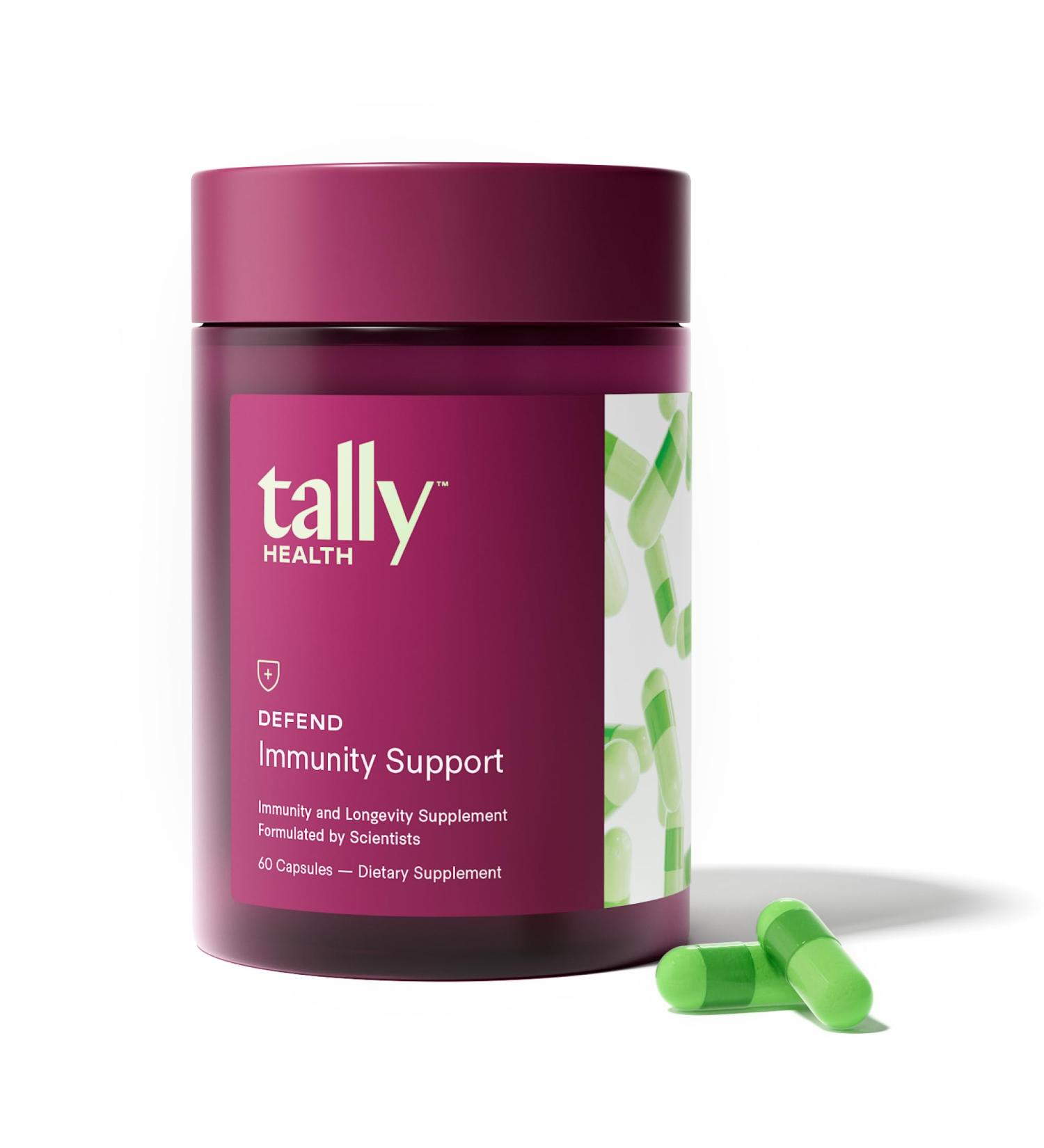 Tally Health Defend - Immune Support & Longevity Supplement Vegan Non-GMO with Quercetin Vitamin C Beta-glucan Zinc Vitamin D3-60 Capsules 30-Day Supply - Buy Online on GoSupps.com