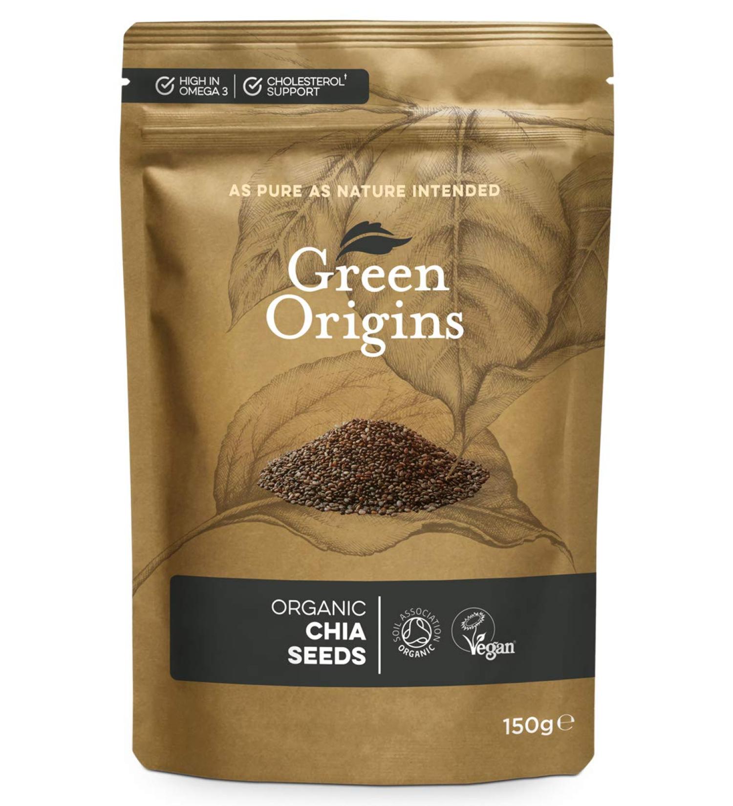 Green Origins Organic Chia Seeds 150g - Premium Quality Superfood - Buy Online on GoSupps.com