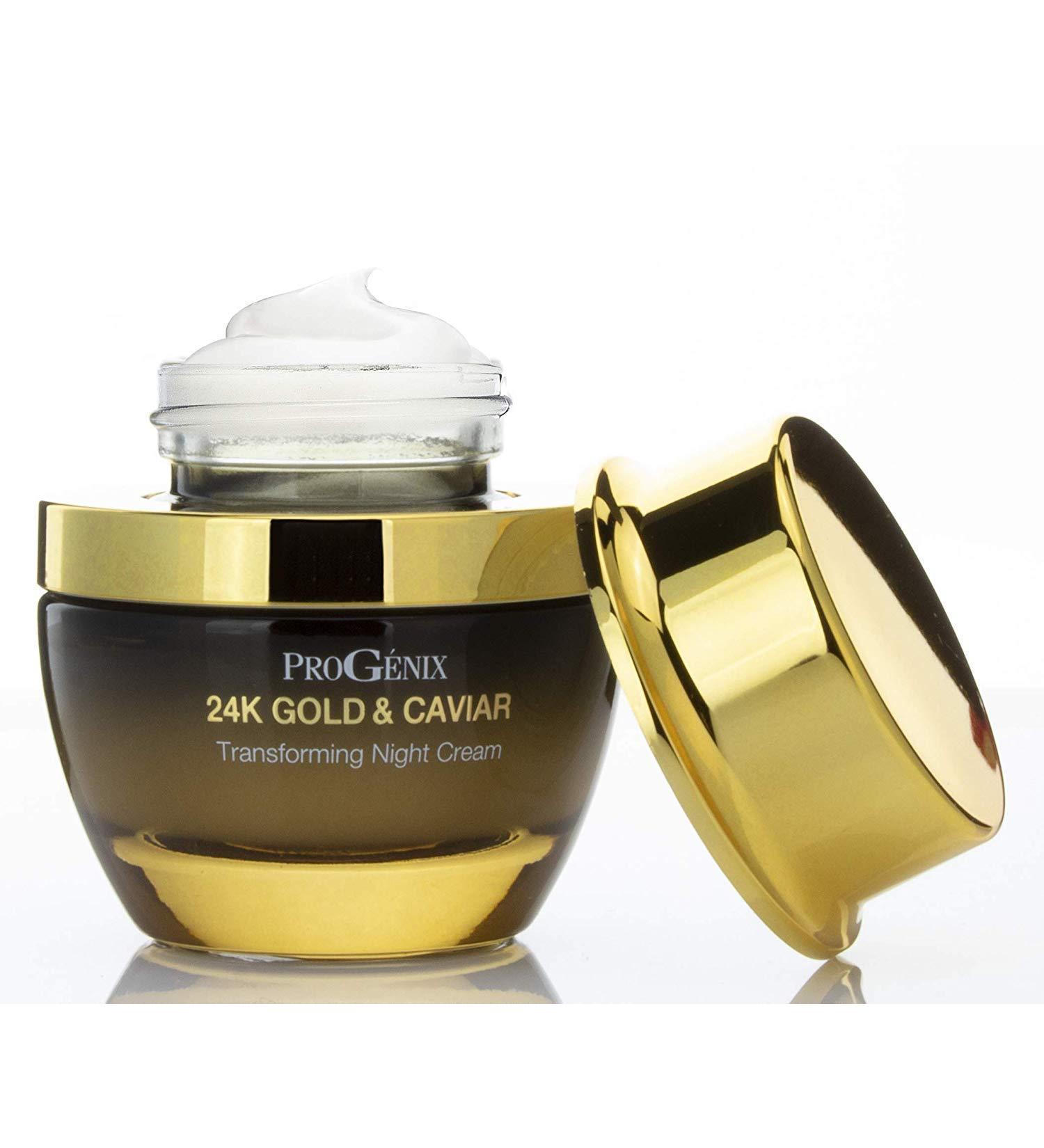 Progenix Retinol Night Cream With Hyaluronic Acid Skin Care Moisturizer Lotion 24kt Gold + Vegan Green Caviar For Diminishing Fine Lines Wrinkles & Dark Spots. 1Oz 1 Ounce (Pack of 1) 24k Gold + Retinol Night Cream