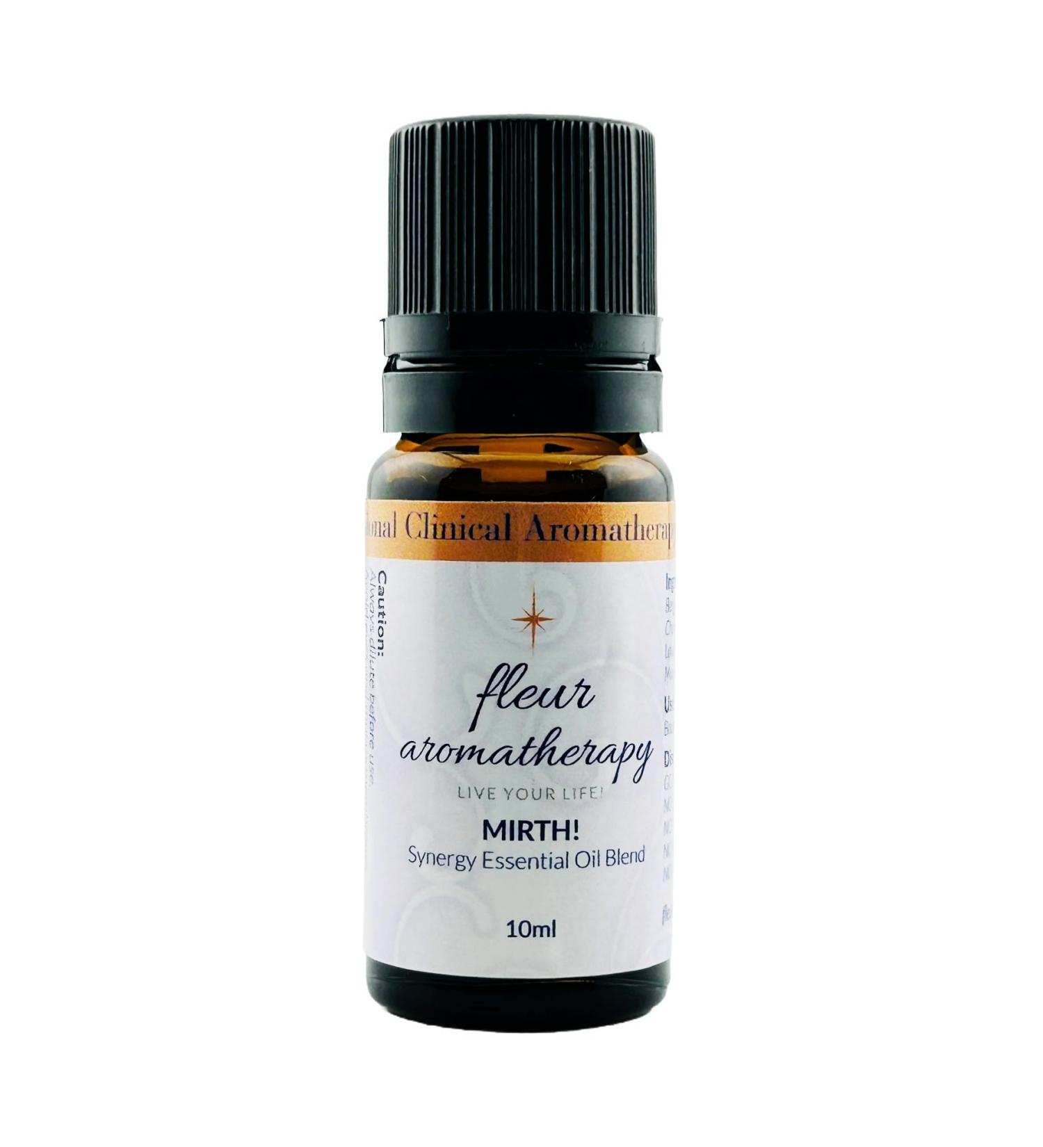 Mirth 100% Pure Essential Oil Synergistic Blend 10ml Bergamot FCF Roman Chamomile Lavender Lemongrass Sweet Marjoram & Petitgrain Balancing Aroma Fleur Aromatherapy - Buy Online on GoSupps.com