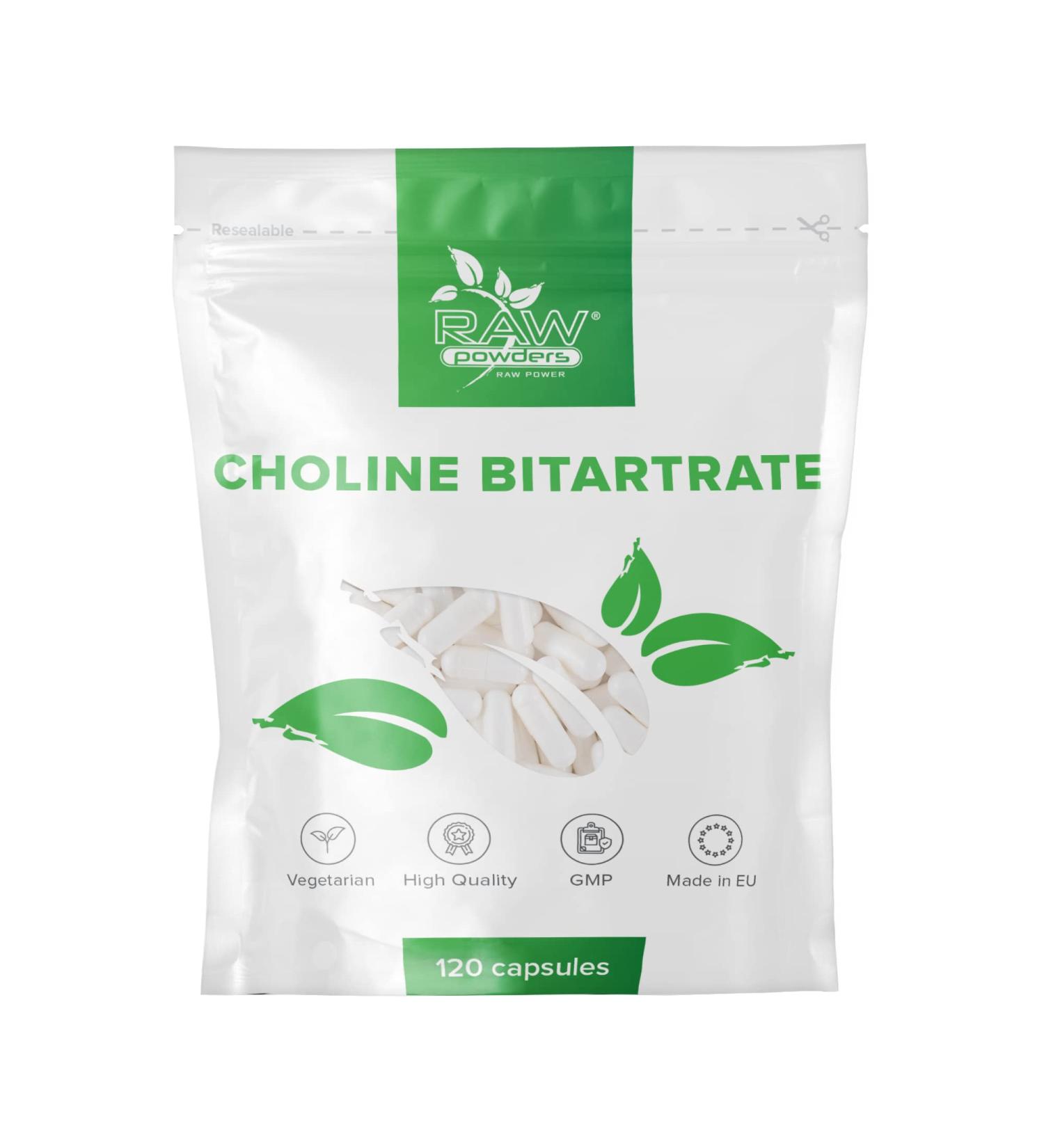 Choline Bitartrate 700 mg - 120 Vegan Capsules for Liver Health & Cognitive Function | High-Dose Nootropic Supplement - Buy Online on GoSupps.com