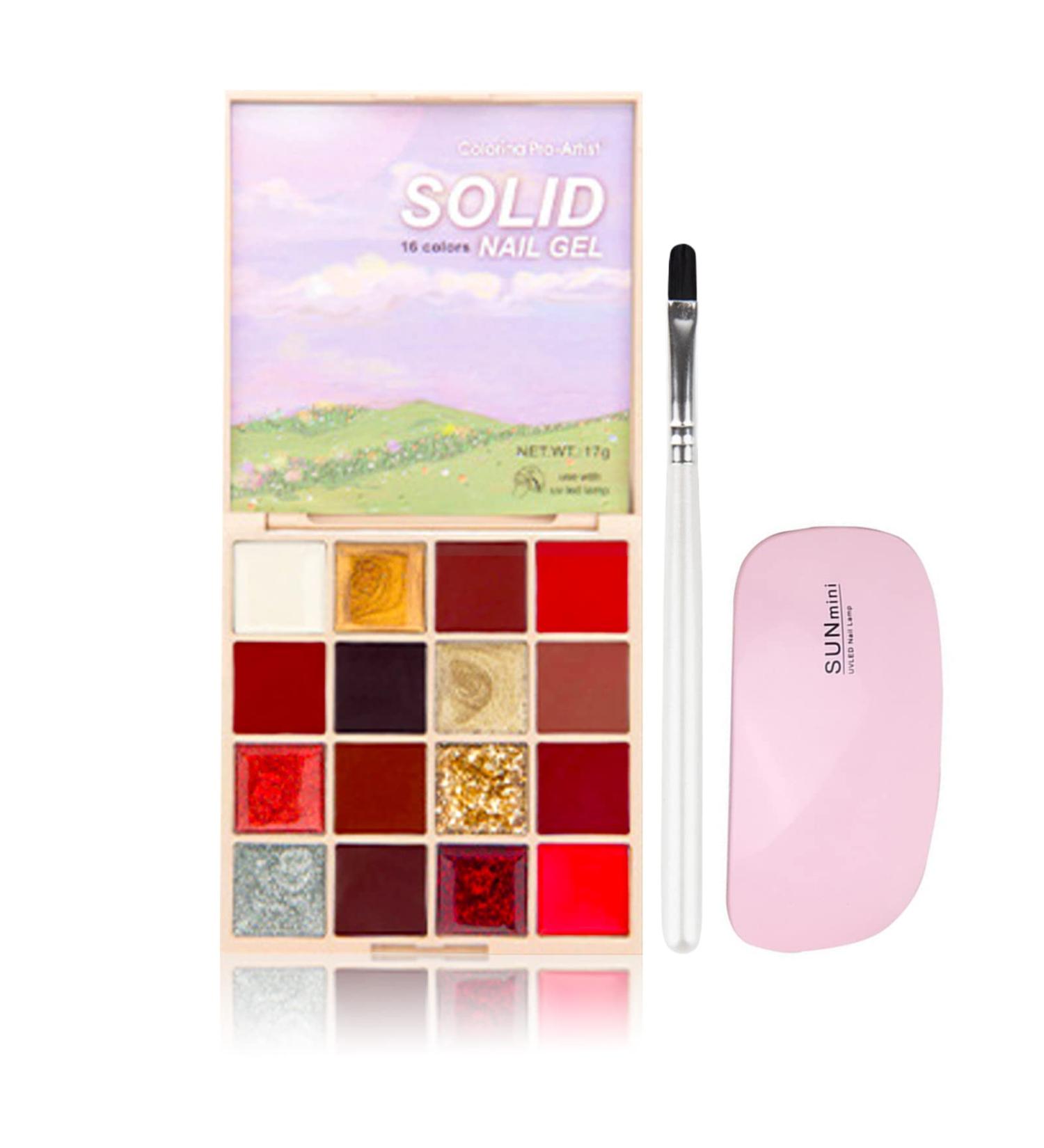 RoseFlower Solid Nail Polish Palette with Brush 16 Colour Solid Cream Gel Nail Polish Palette Solid Gel Polish Palette Cream Pudding Gel Polish Palette Kit Nail Paint Nail Art Professional #1 - Buy Online on GoSupps.com