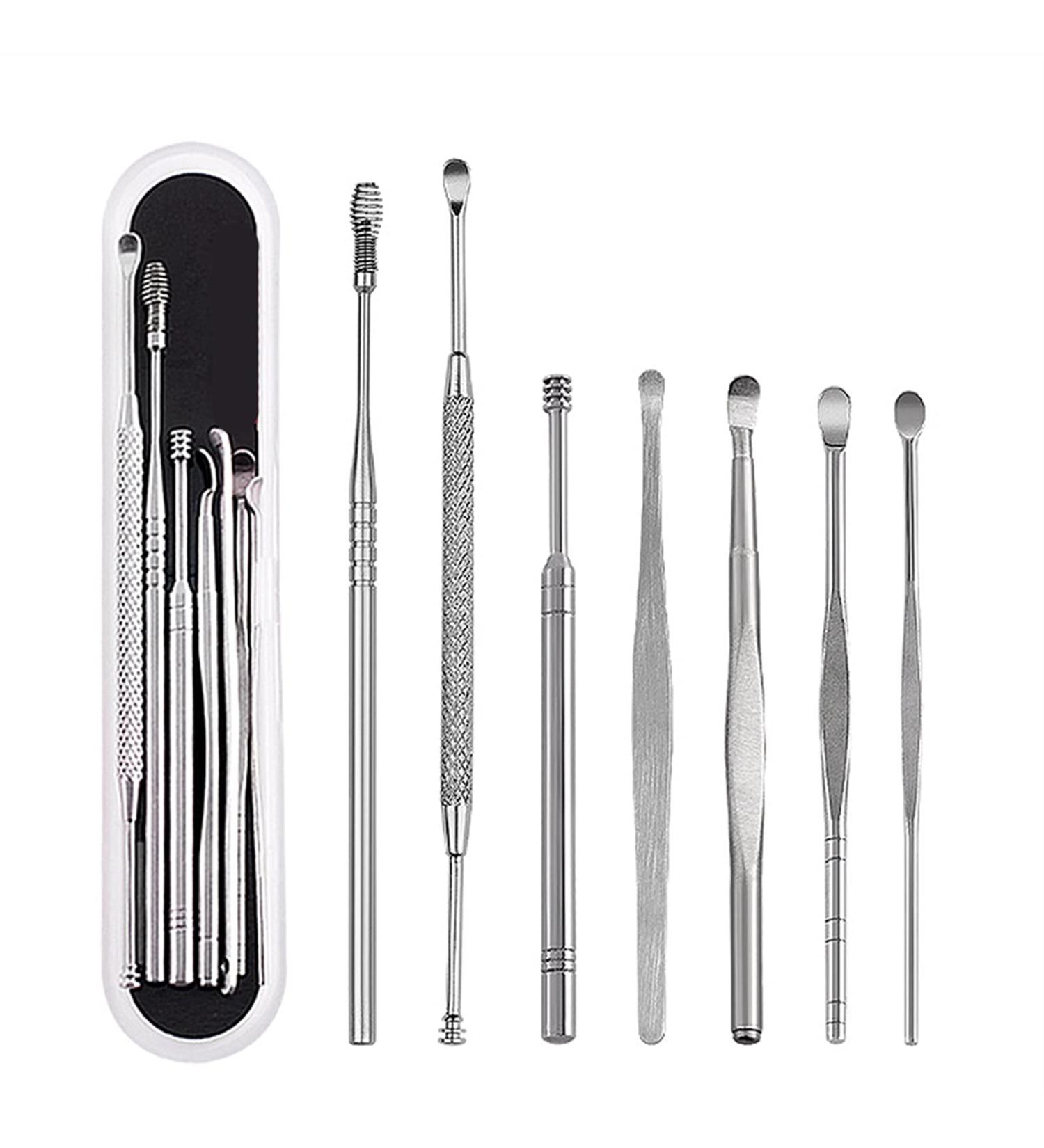 2sets Unisex Stainless Steel Spring Spiral Ear Pick Spoon Wax Removal Cleaner Ear Clean Tool - Buy Online on GoSupps.com