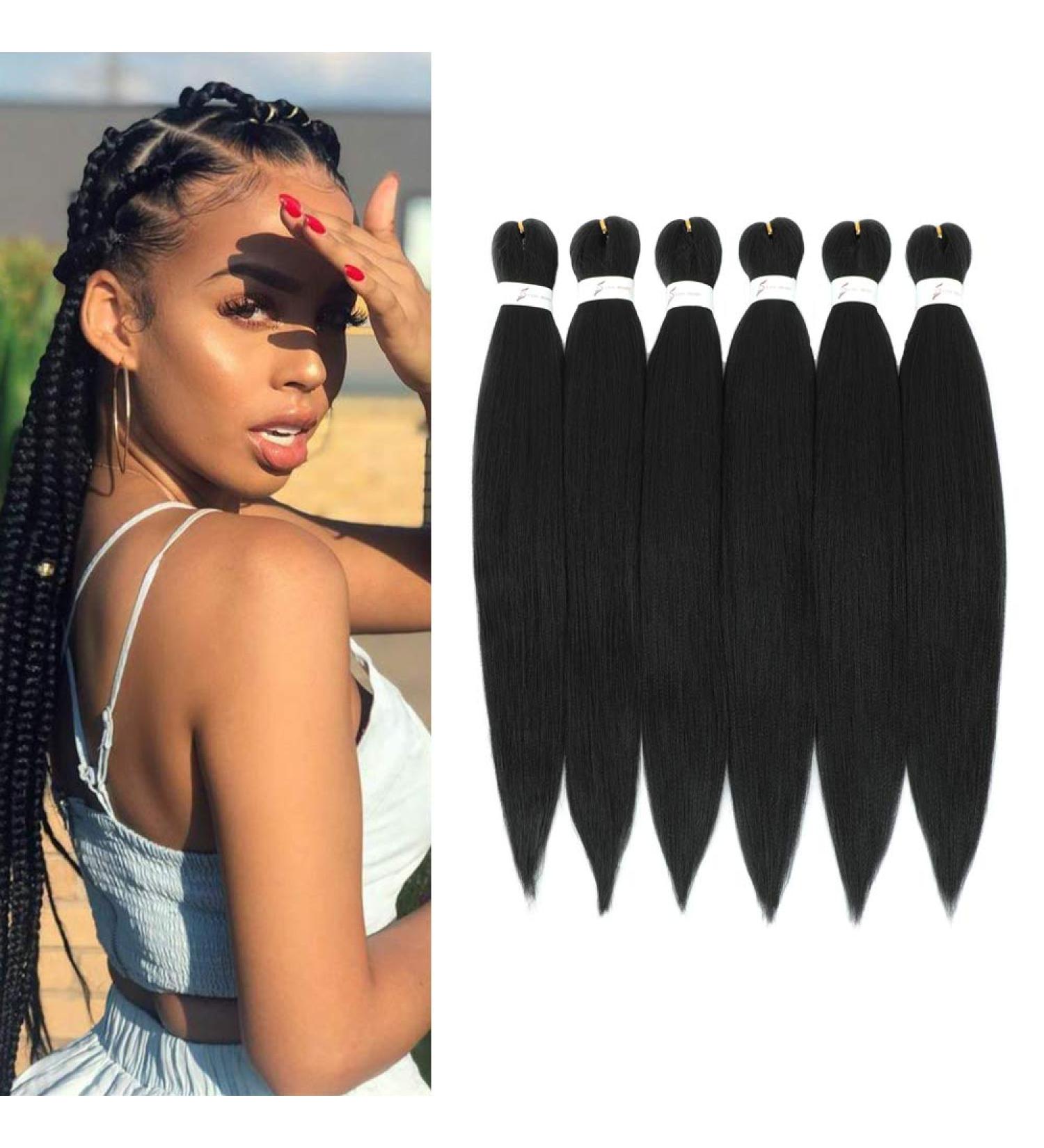 Ancient Lichenhaar Easy Braid - 6 Packs Professional Itch-Free Synthetic Fiber Crochet Hair Extensions 26 inch (1B) Yaki Texture - Buy Online on GoSupps.com