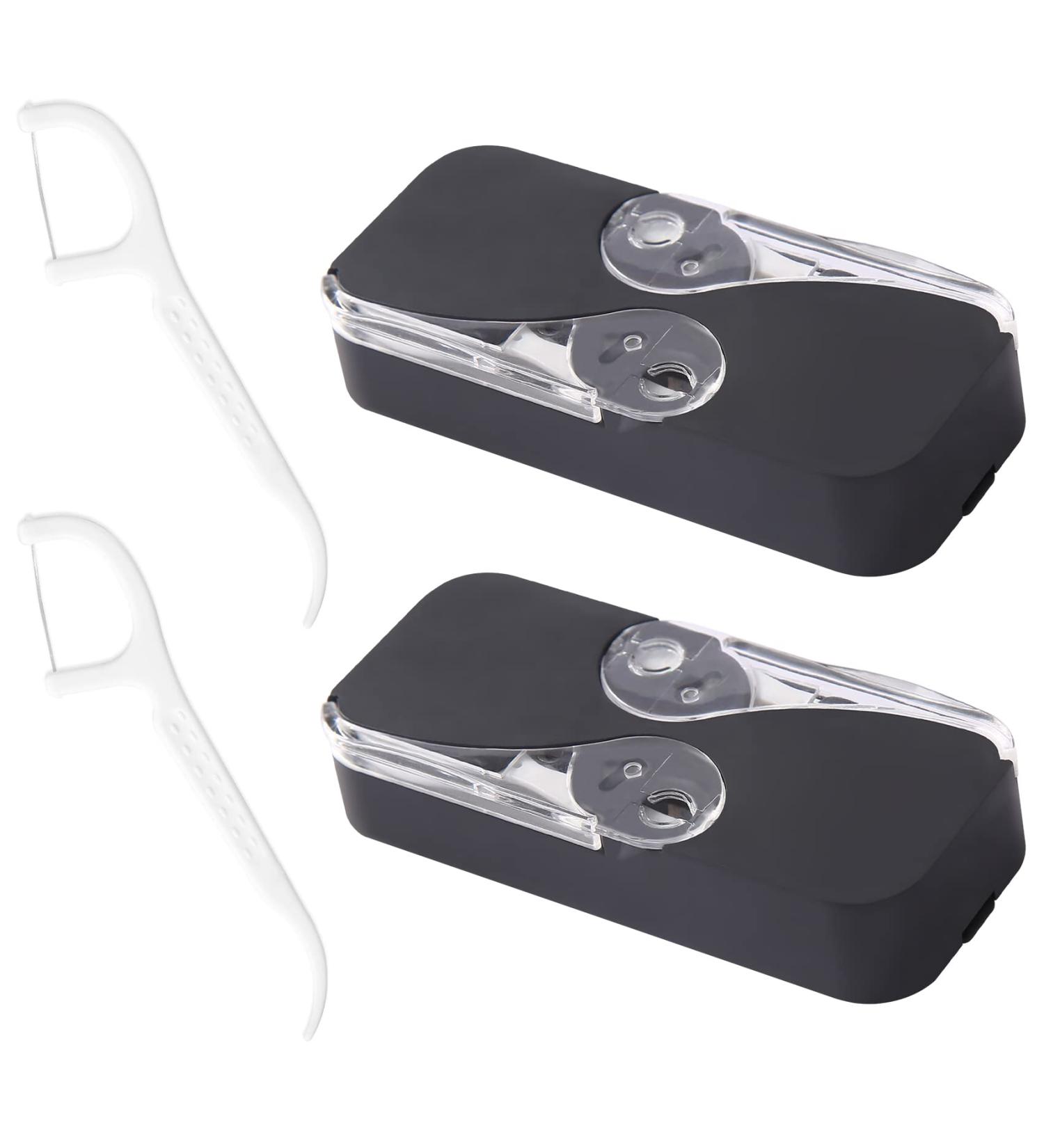 Miedeon Dental Floss Sticks & Organizer - Automatic Toothpick Etui for Effortless Tooth Cleaning (Black 2PCs) - Buy Online on GoSupps.com
